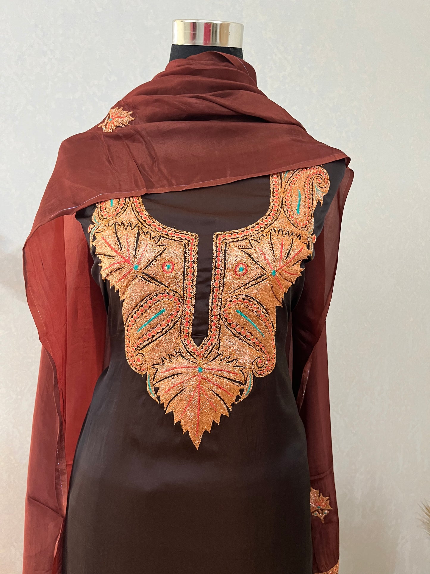 Coke Silk Puff Tilla Embroidered Suit