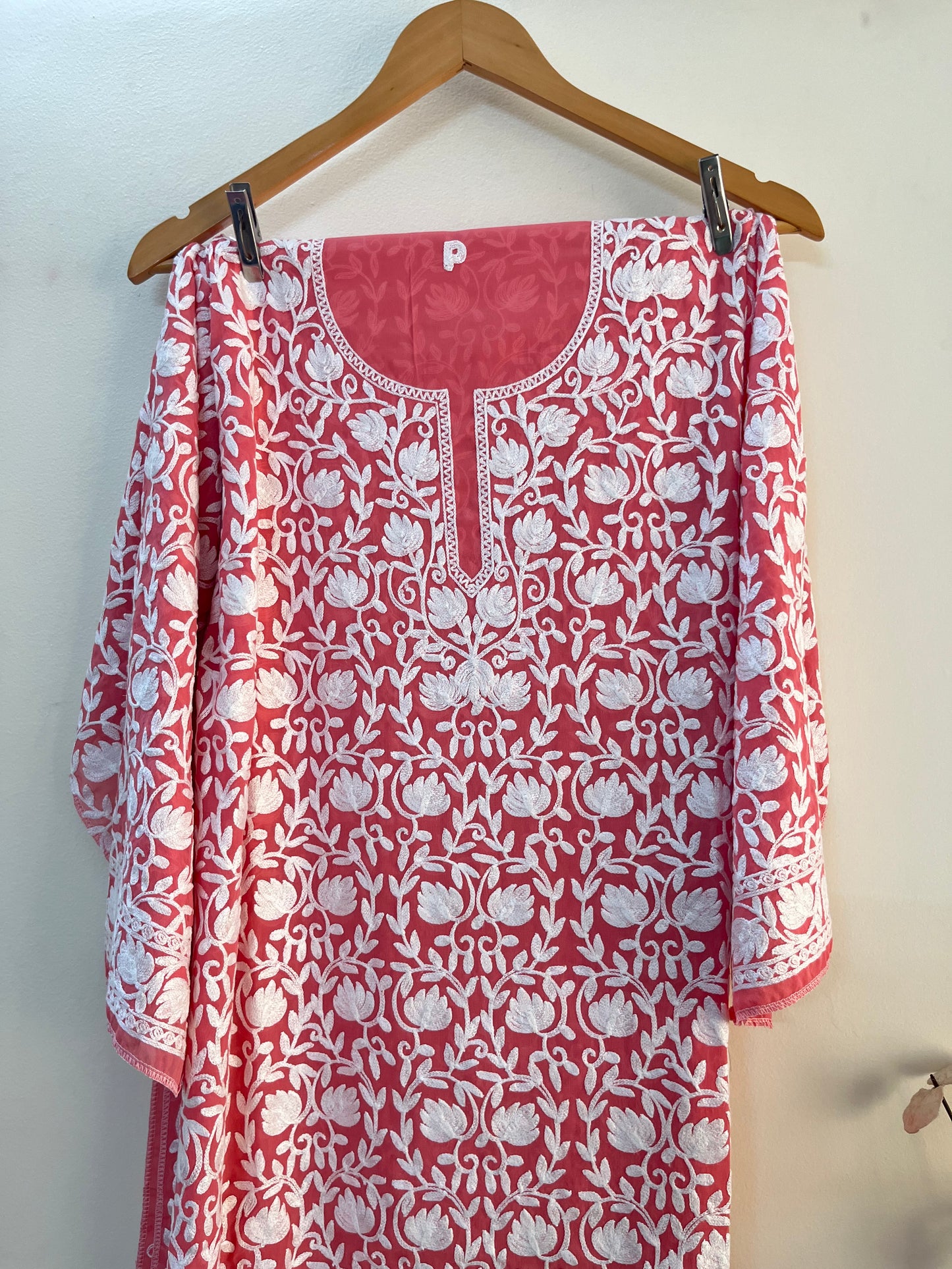 Georgette Front Back Jaal Kashmiri  Semi Stitched Kurta