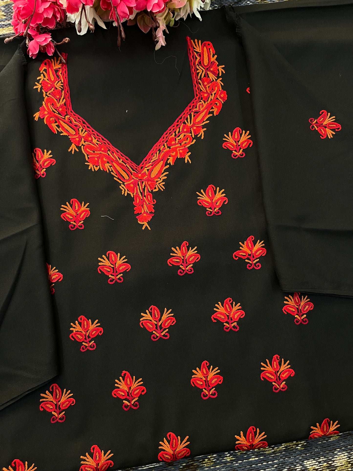 Cotton Black Two Piece Set (Hand Embroidered)