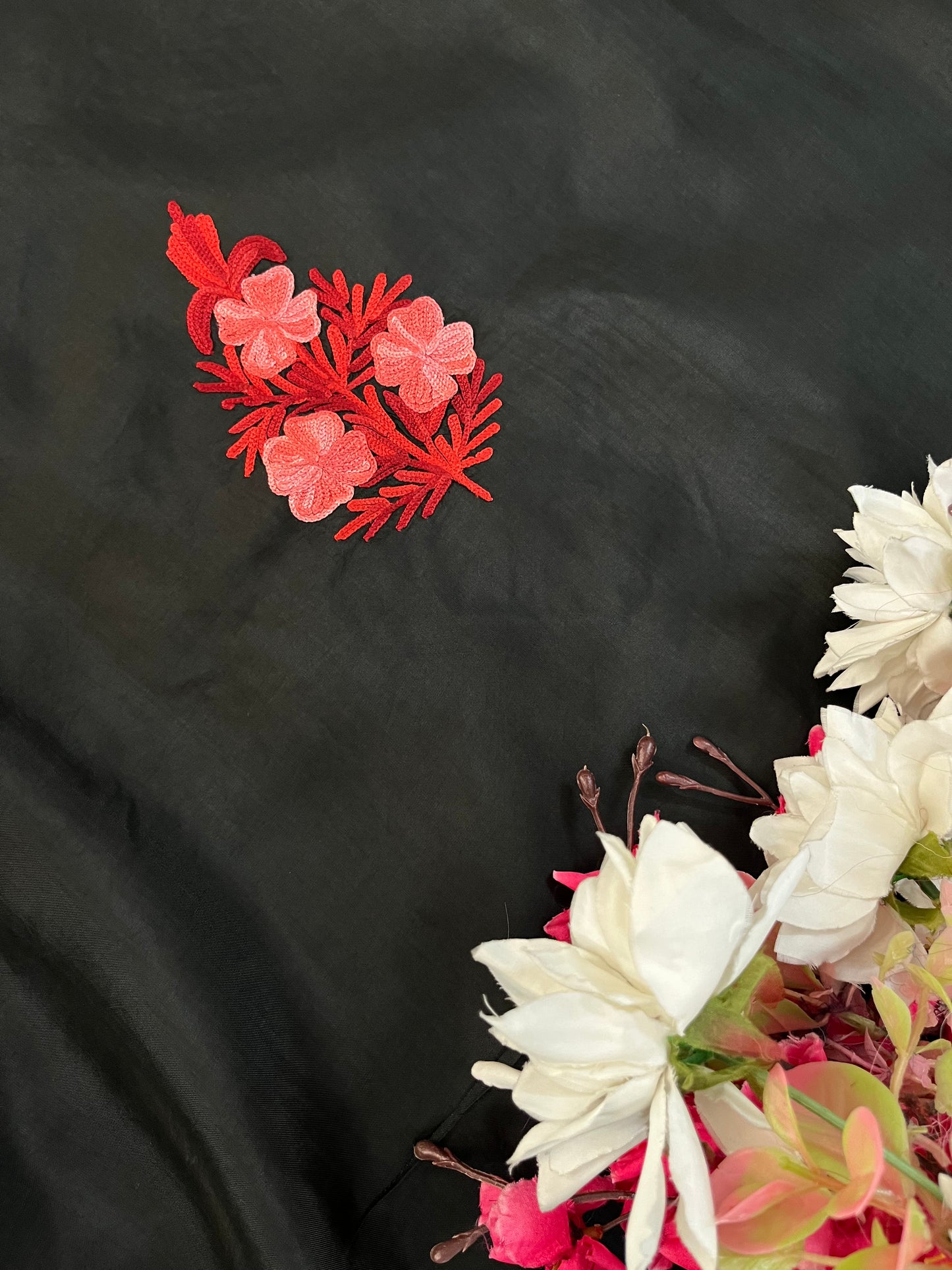 Black Opada Silk Kashmiri Suit