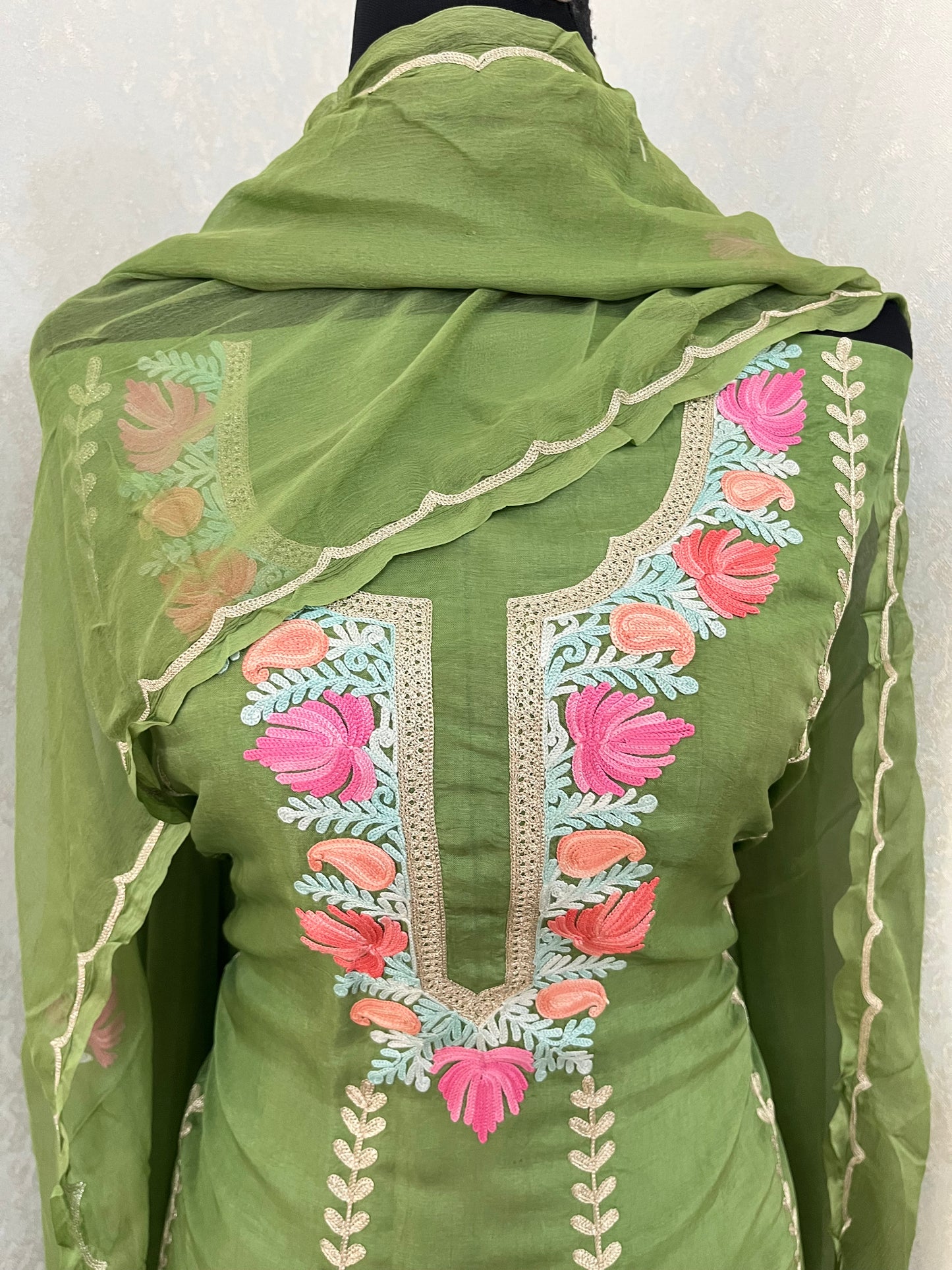 Sanam’ Silk Aari Embroidered Suit material