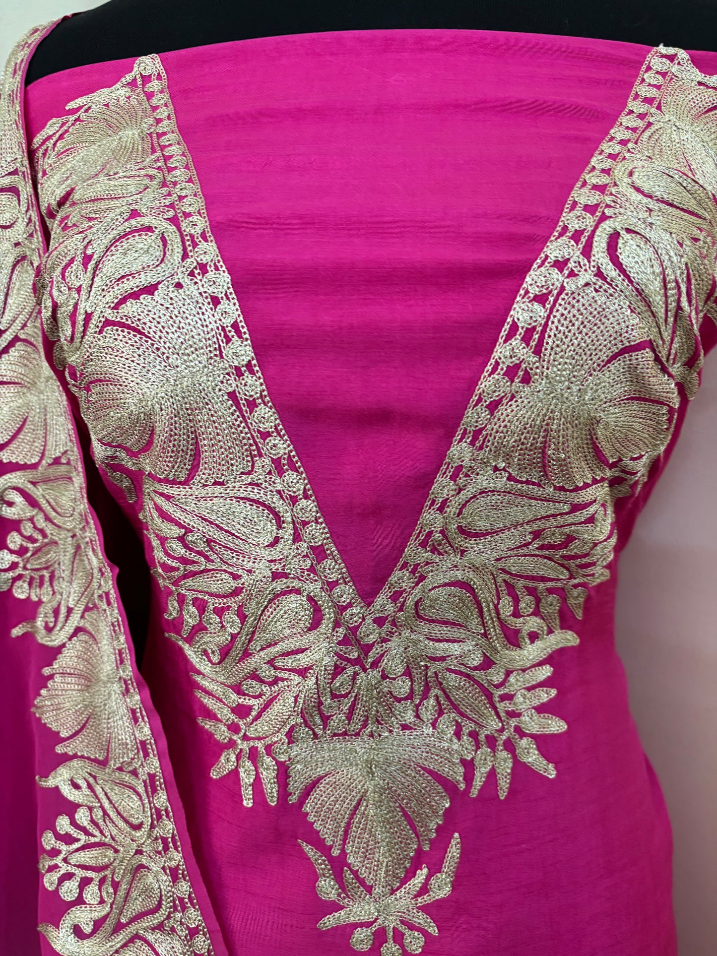 Sanam Hot Pink Silk Kashmiri Suit