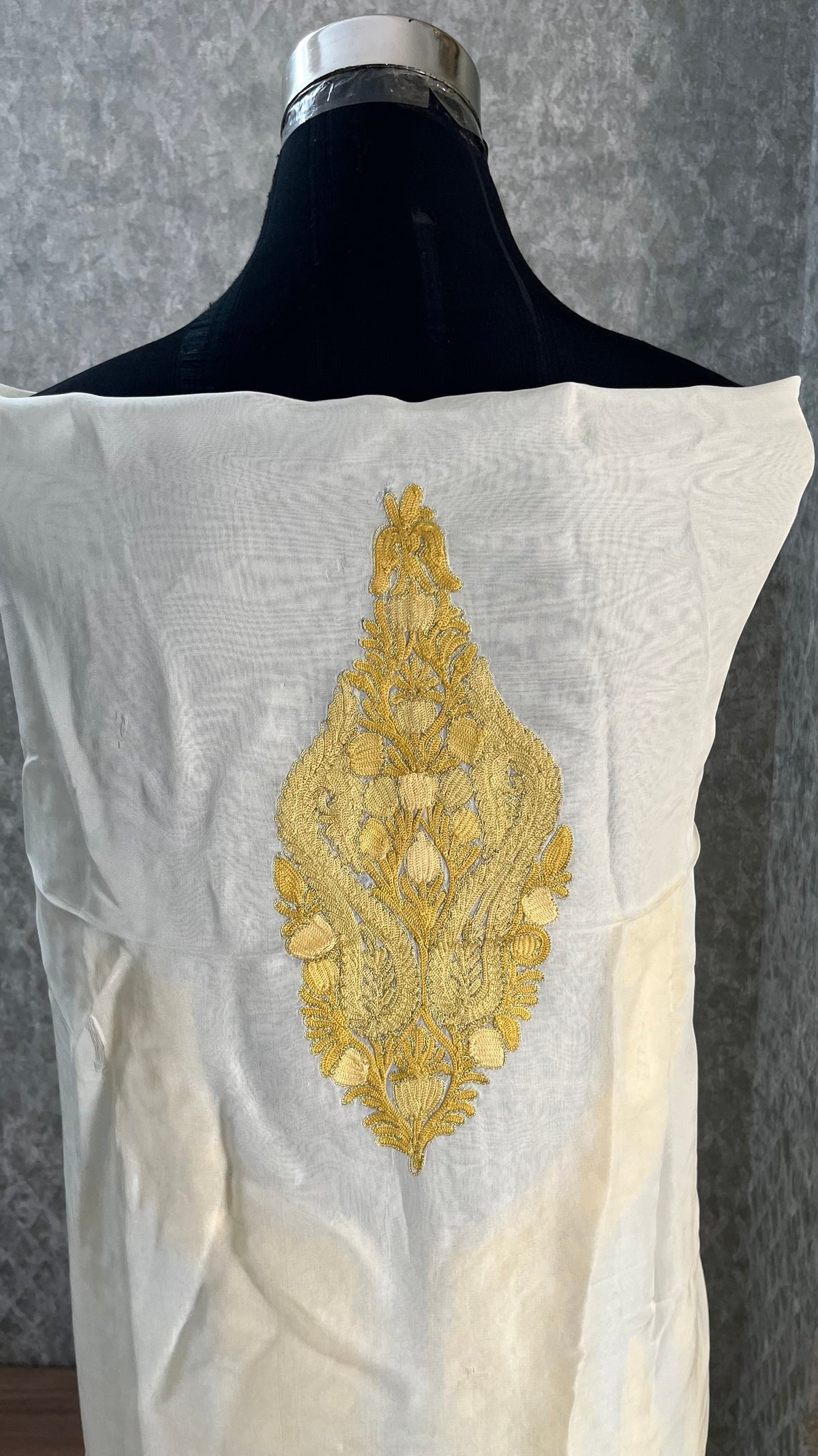 Ivory Pure Organza Cut Work Kashmiri Suit