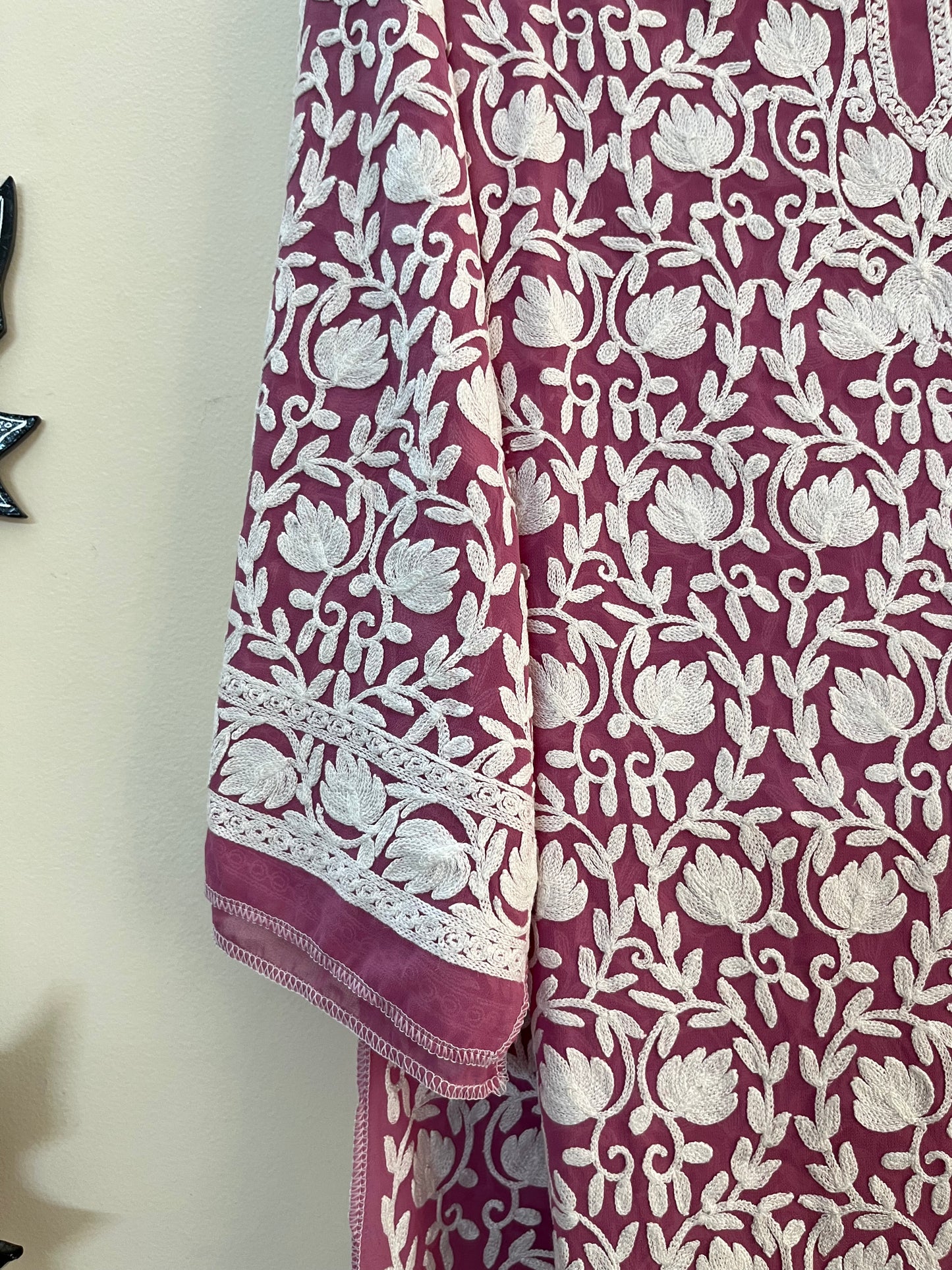 Georgette Front Back Jaal Kashmiri  Semi Stitched Kurta