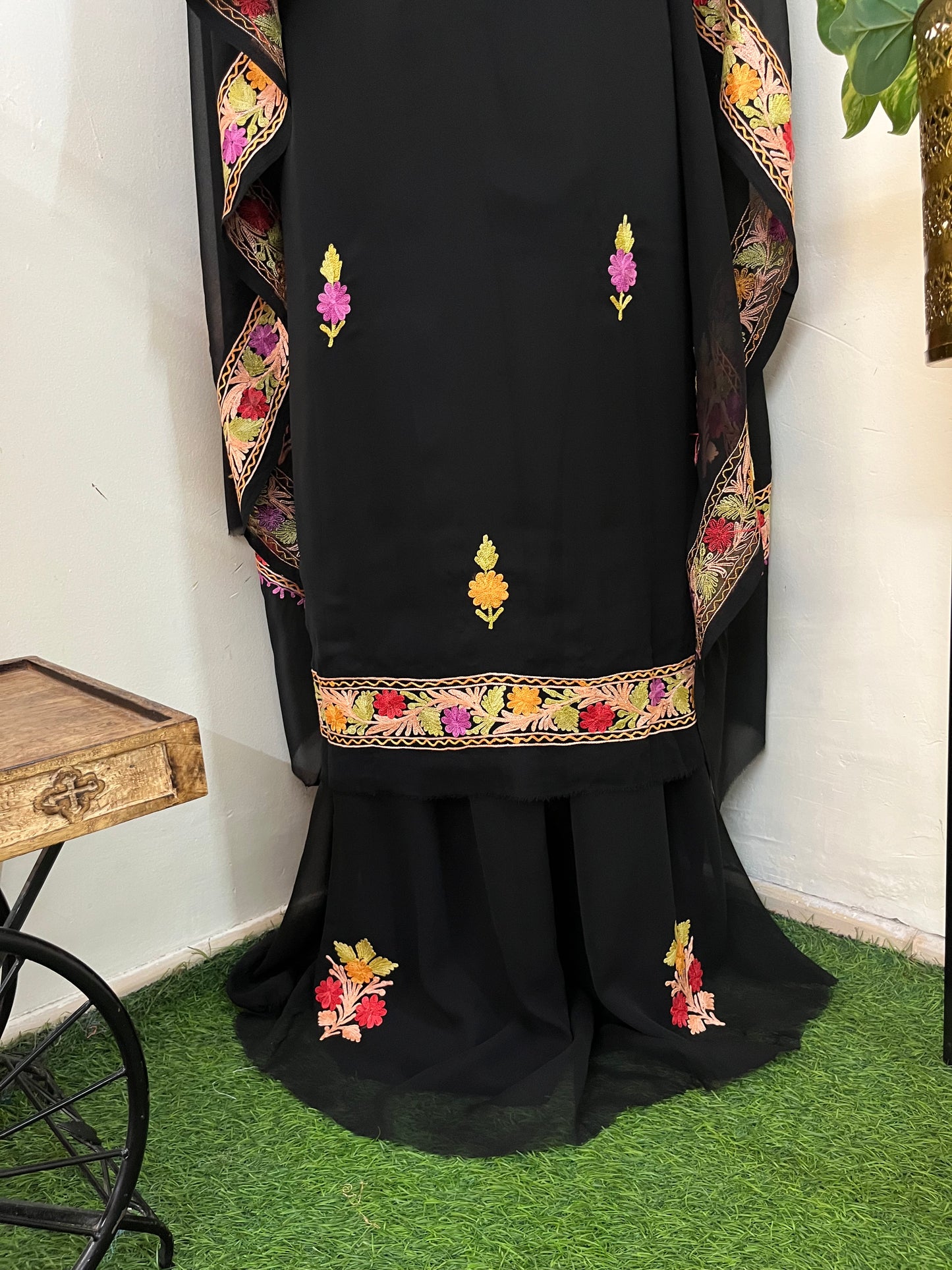 Black Georgette 3 Pc Aari Embroidered Suit Set