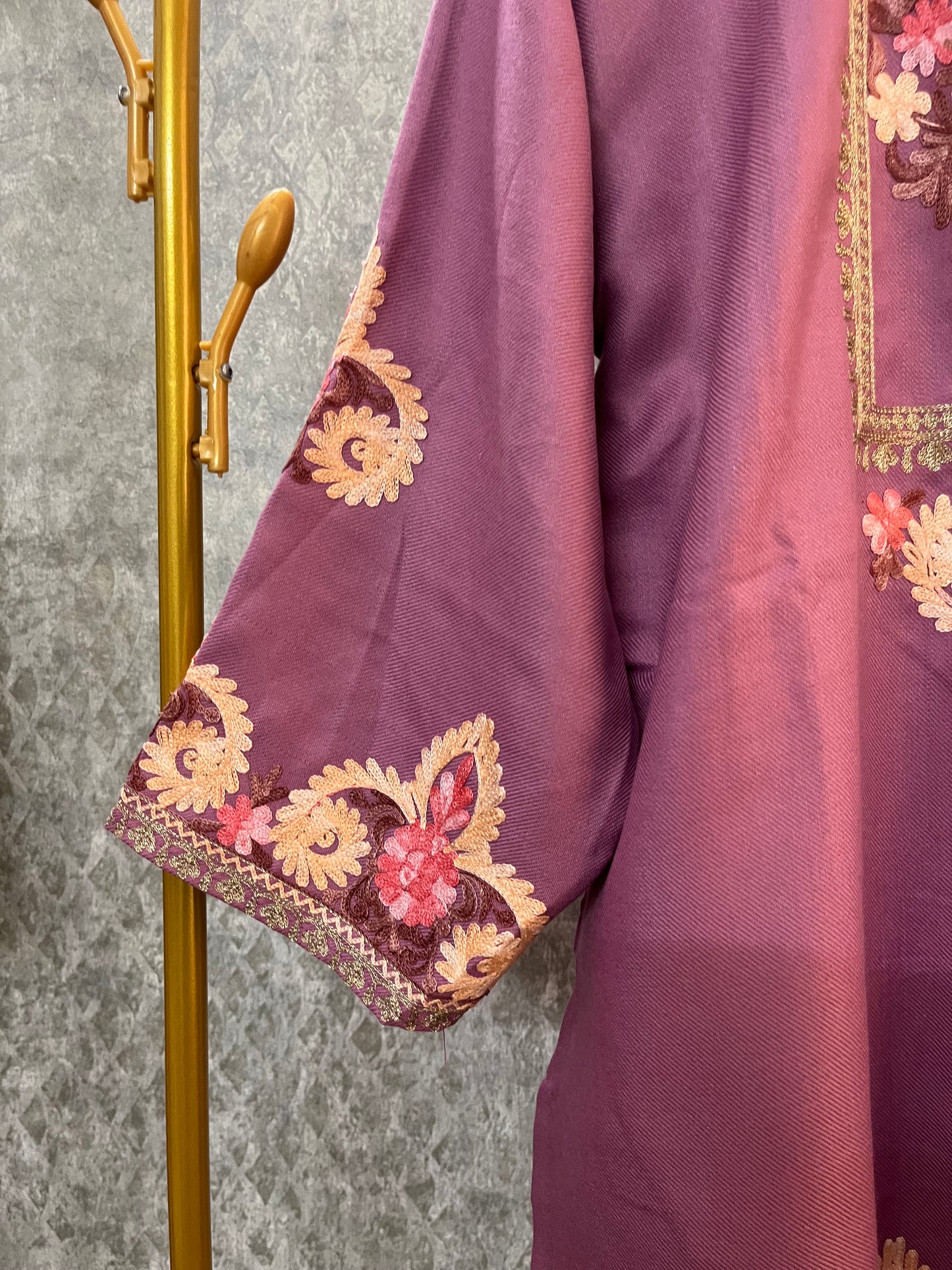 Mauve Woollen Kashmiri Co-Ord Set ( Size 40)