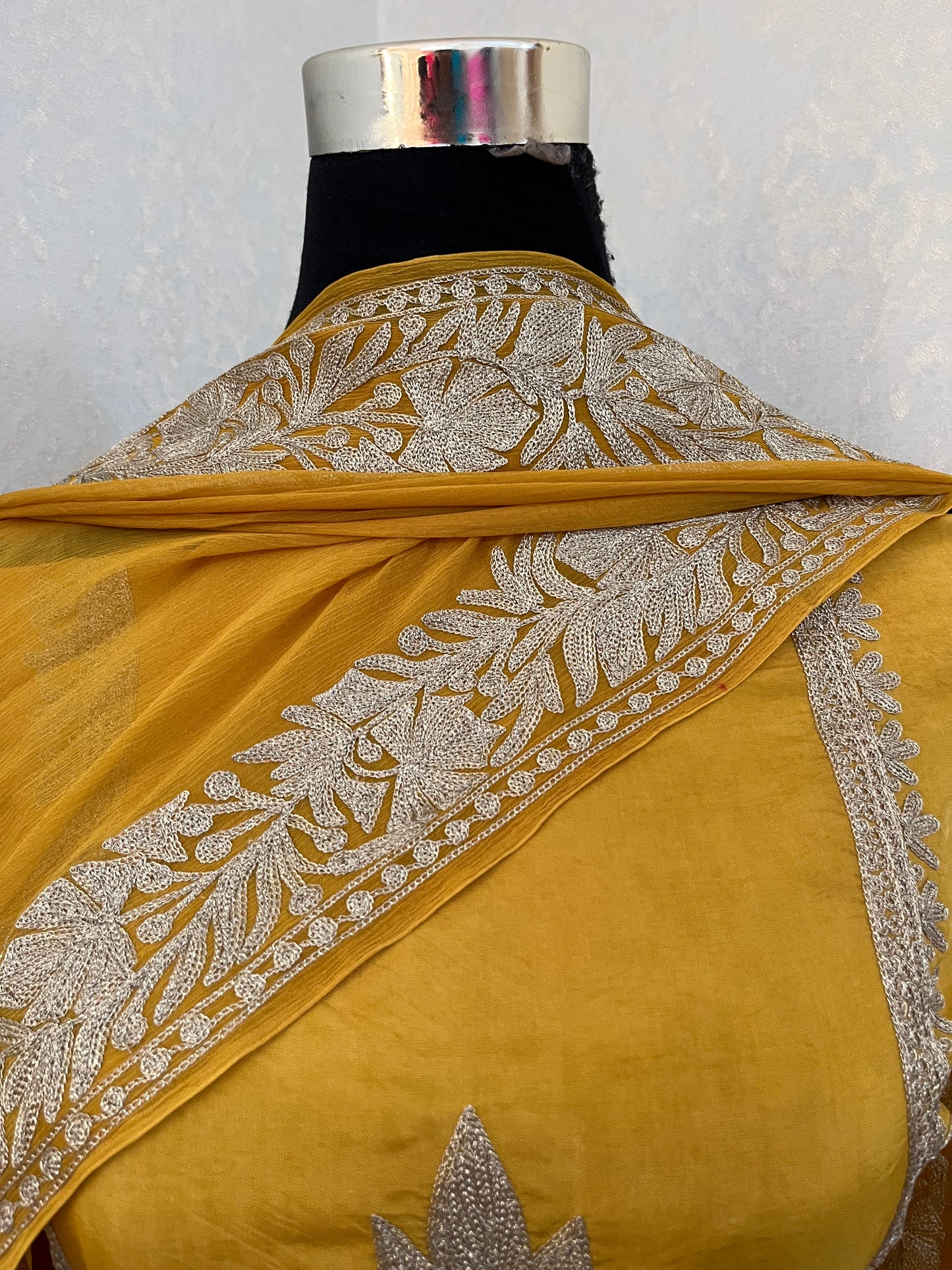 Golden Yellow Sanam’ Tilla Kashmiri Silk Suit