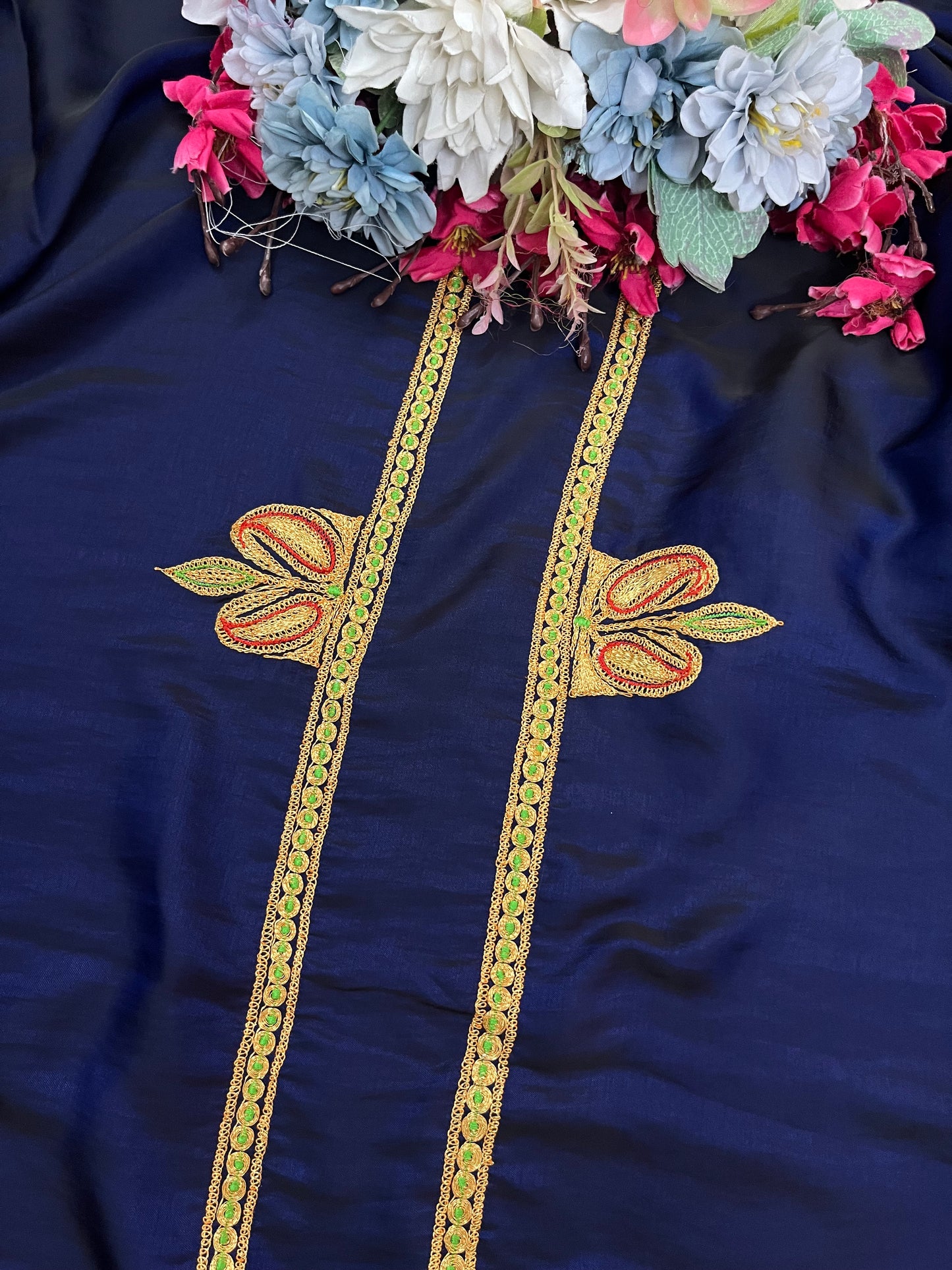 Royal Blue Silk Puff Tilla Embroidered Suit