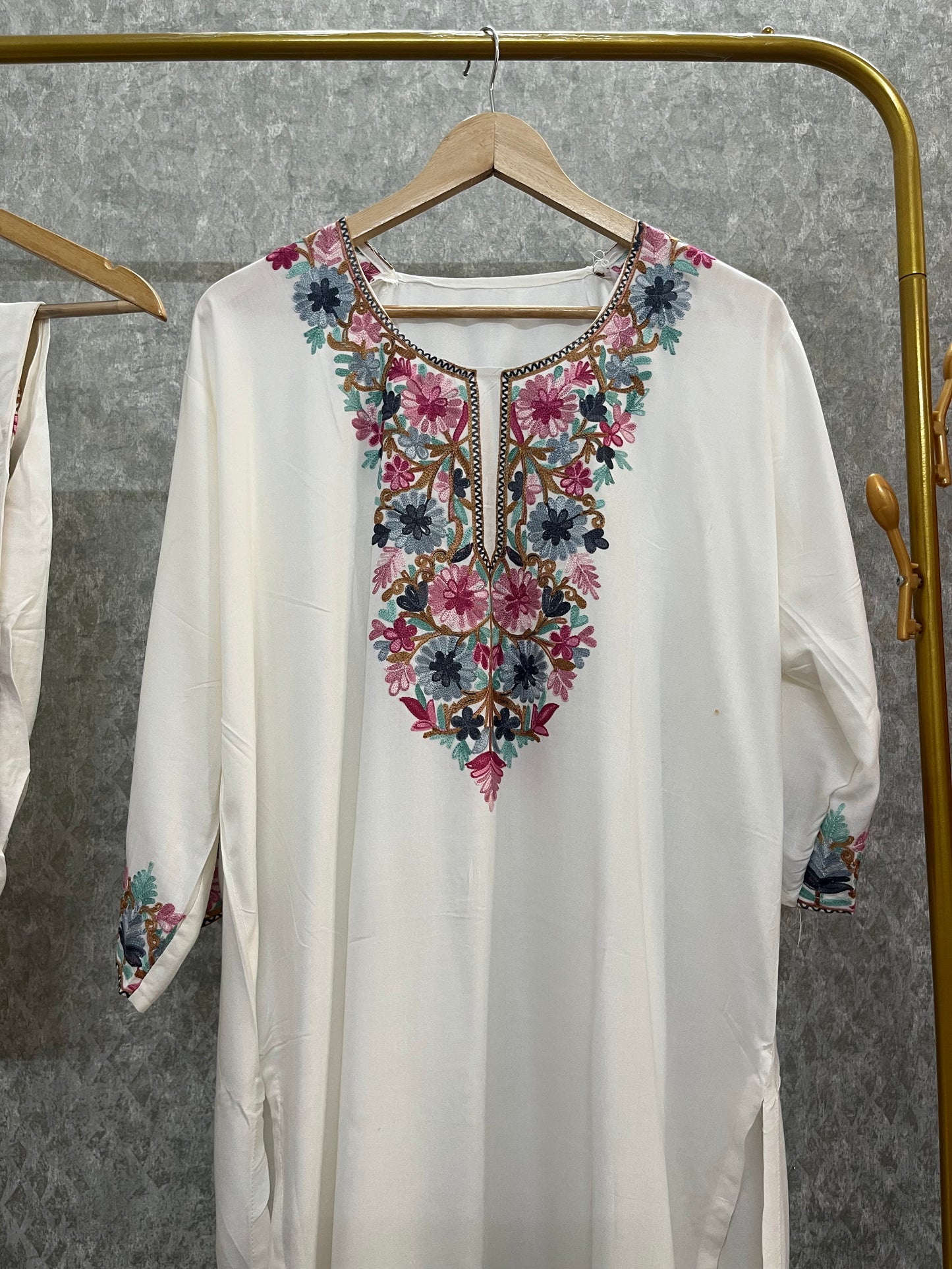 Off White Cotton Stitched Co-ord Set(46)