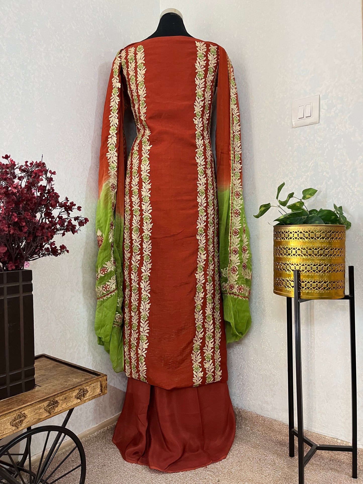 Rust Premium Cotton Kashmiri Suit
