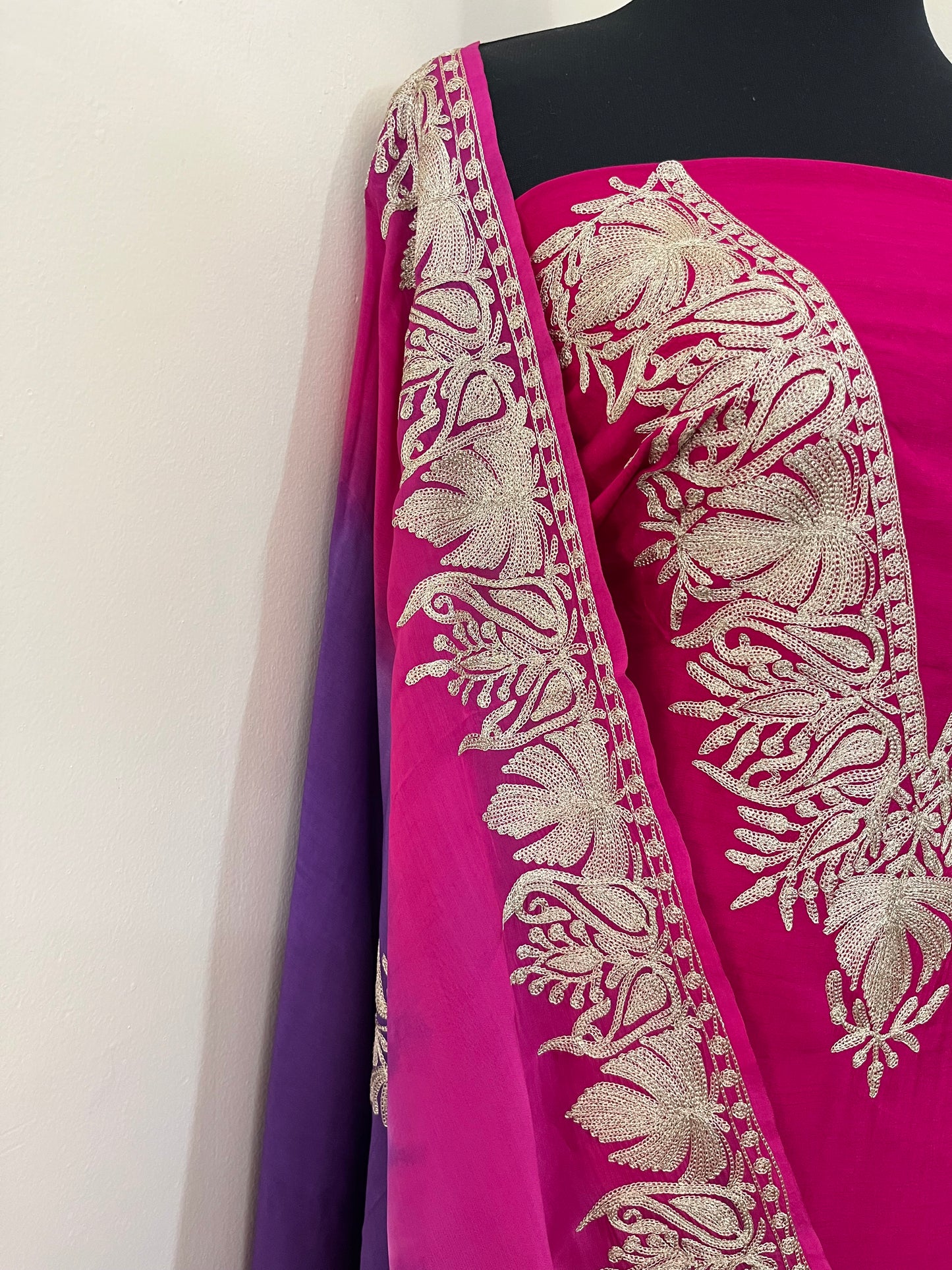 Sanam Hot Pink Silk Kashmiri Suit