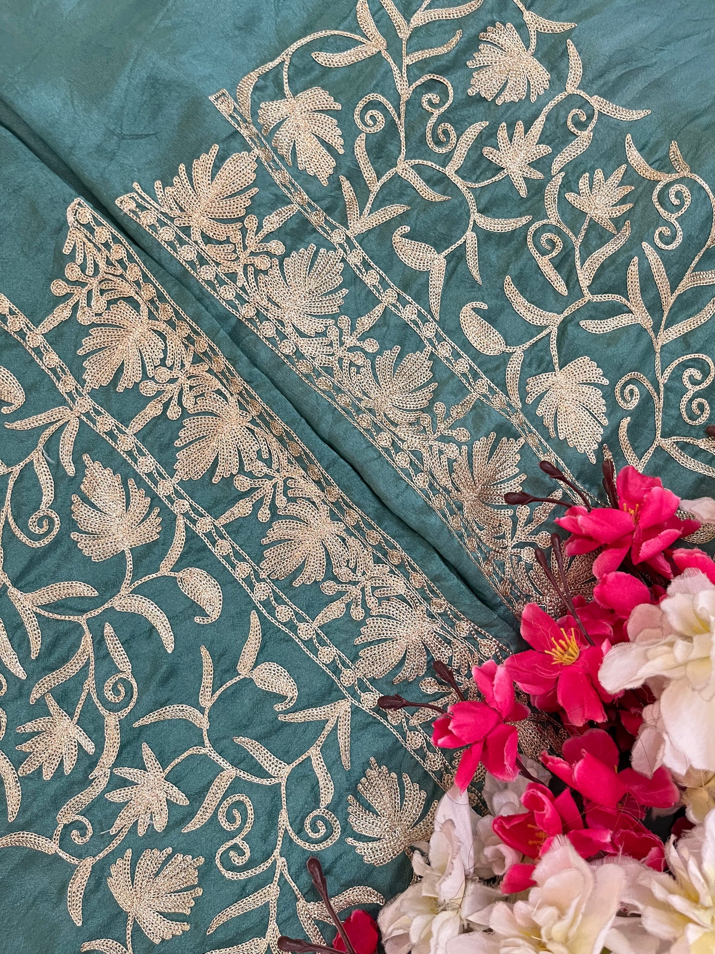 Soft Blue Tilla Kashmiri Silk Suit