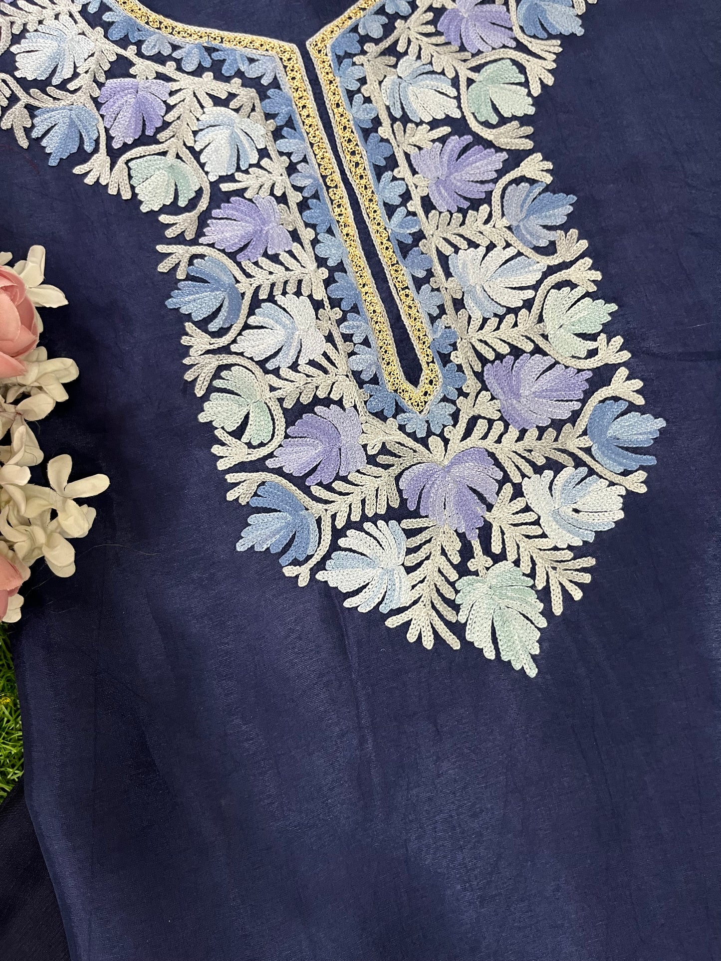 Royal Blue Opada Silk Kashmiri Suit