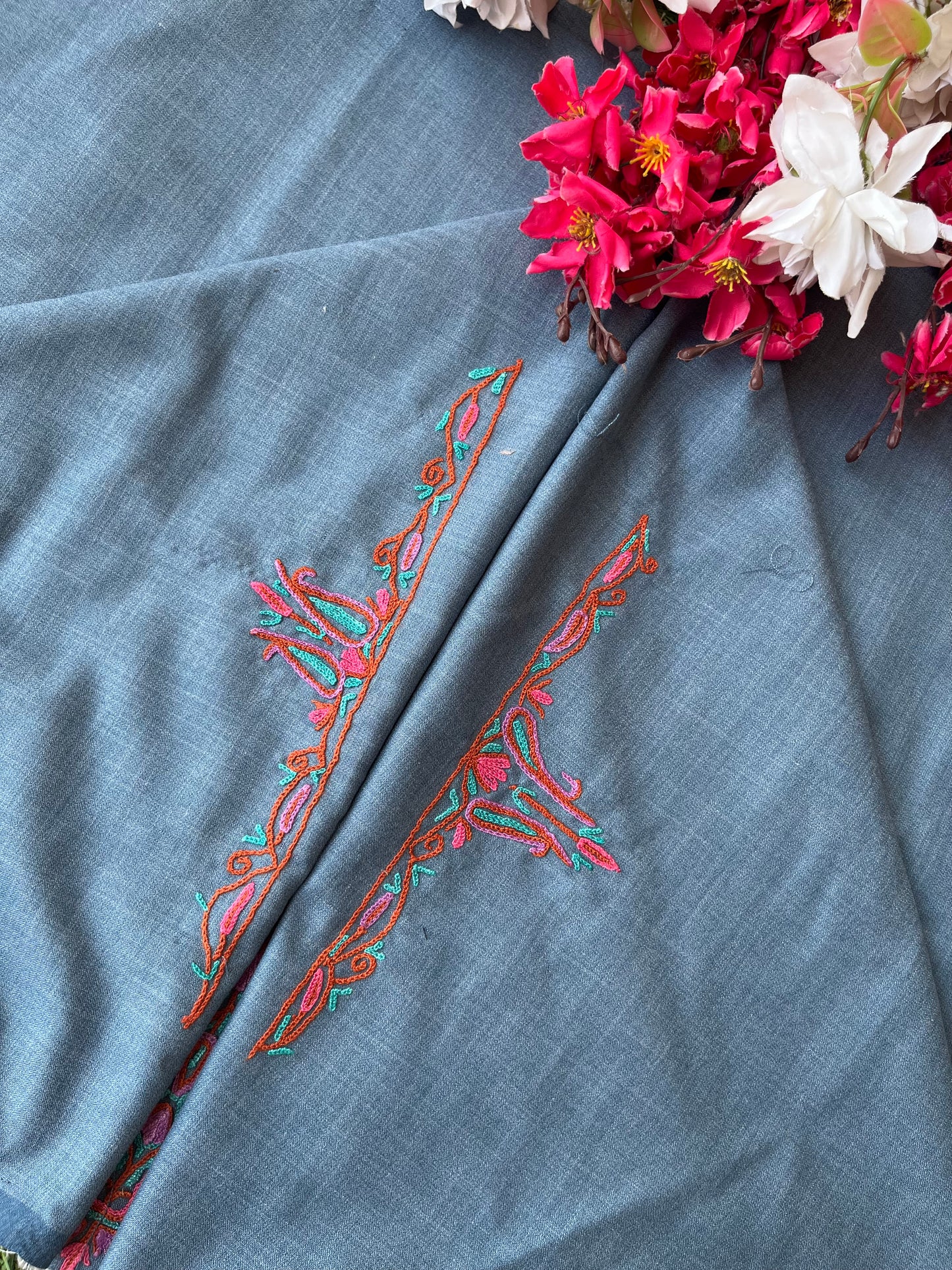Grey Cotton Two Piece Suit (Hand Embroidered