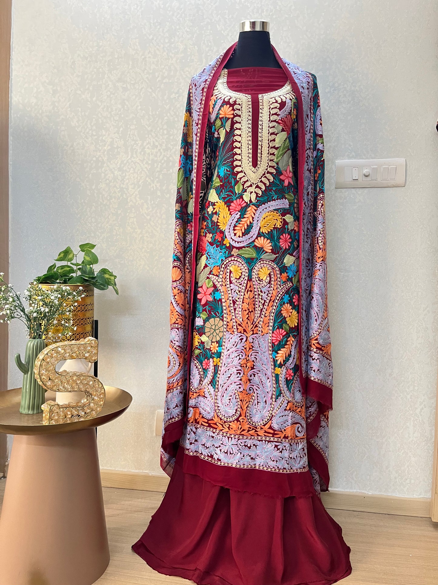 Maroon Premium Georgette Kashmiri Suit