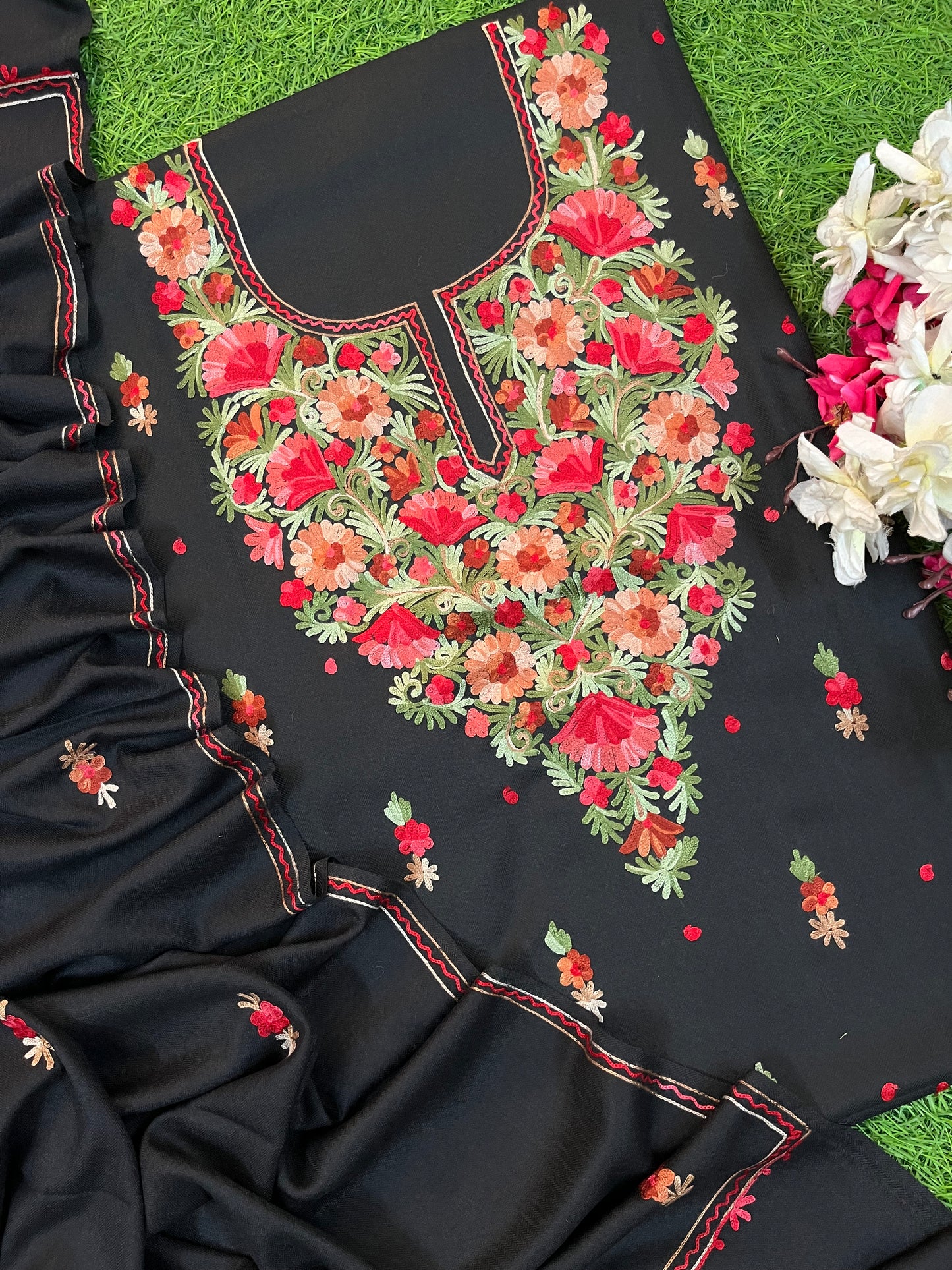 Black Woollen Aari Embroidered 3pc suit