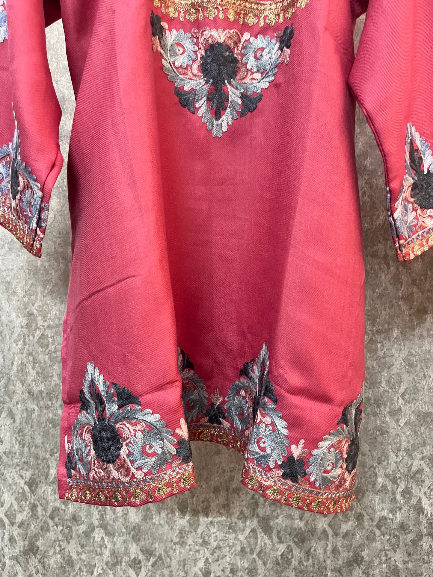 Pink Woollen Kashmiri Co-Ord Set ( Size 40)