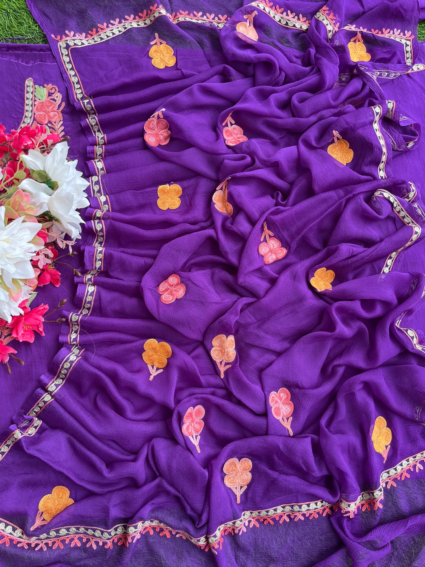 Purple Opada Silk Kashmiri Suits