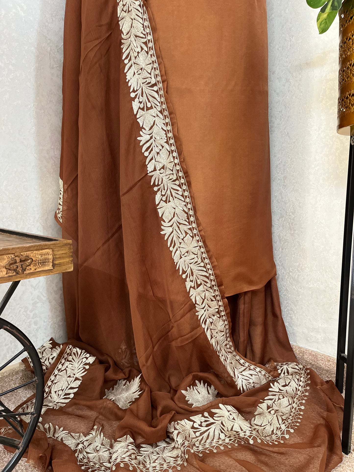 Coffee Brown Sanam’ Tilla Kashmiri Silk Suit