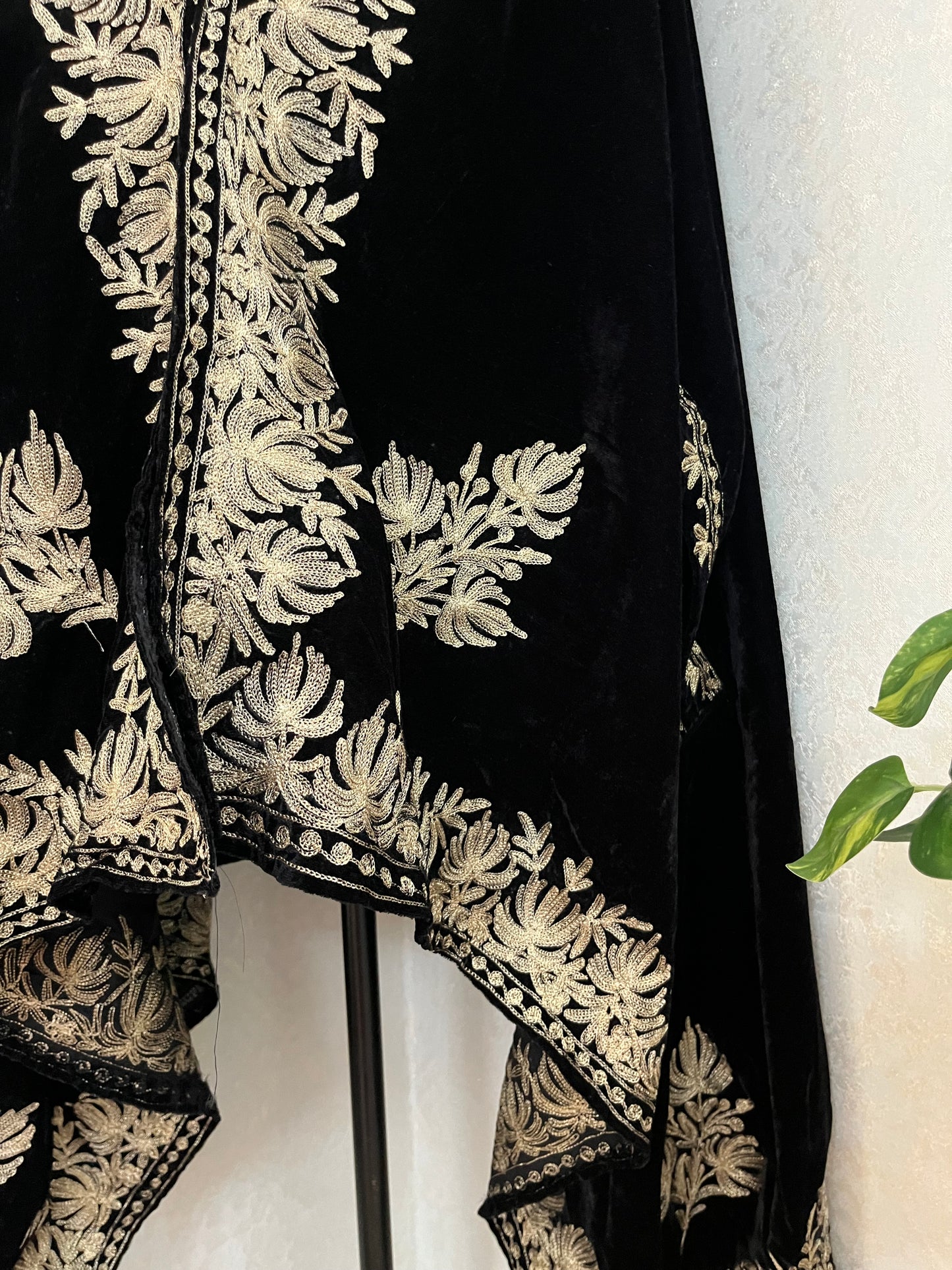 Black Tilla Embroidered Velvet Cape