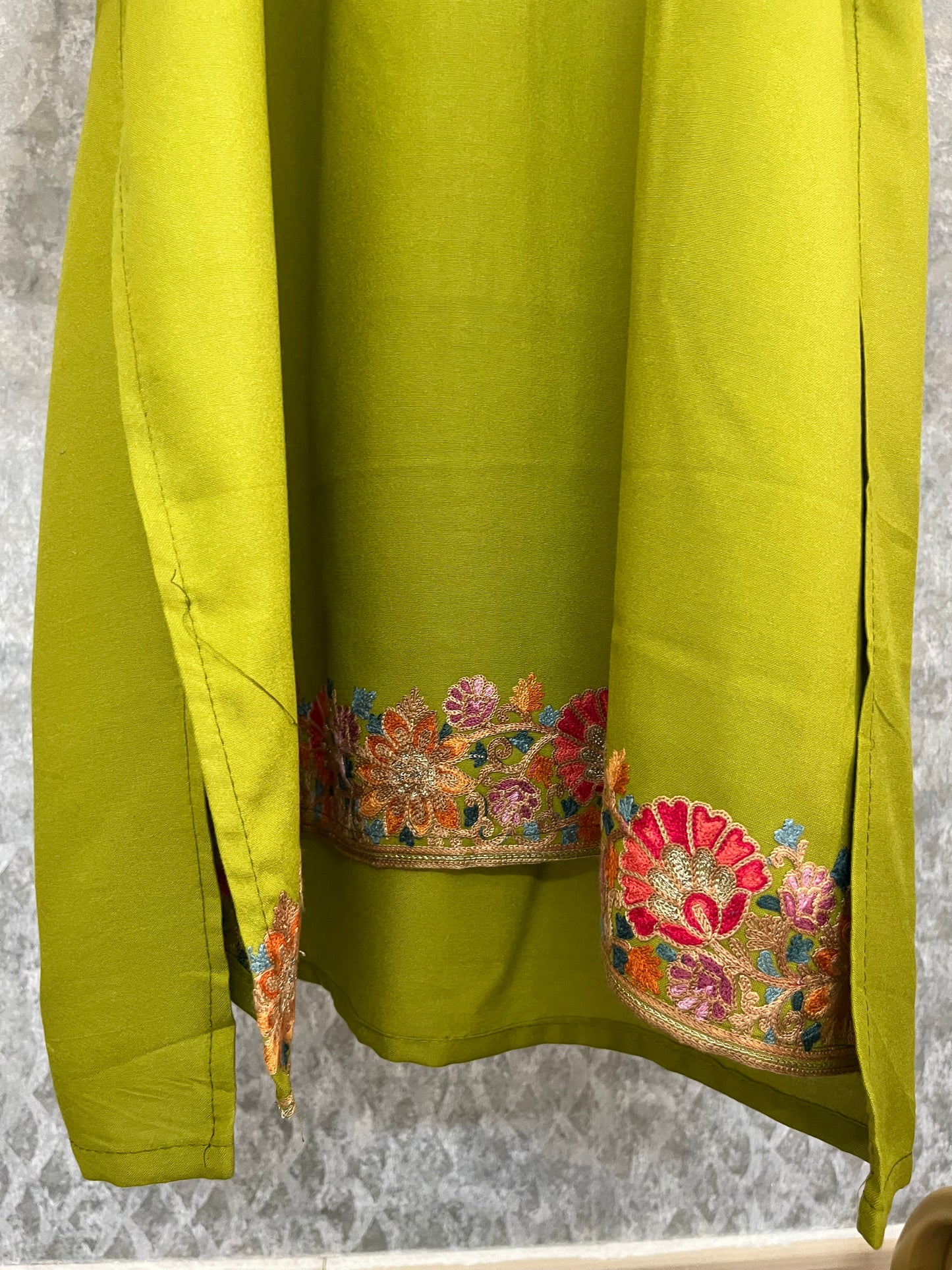 Lime Green Cotton Stitched Co-ord Set( 42)