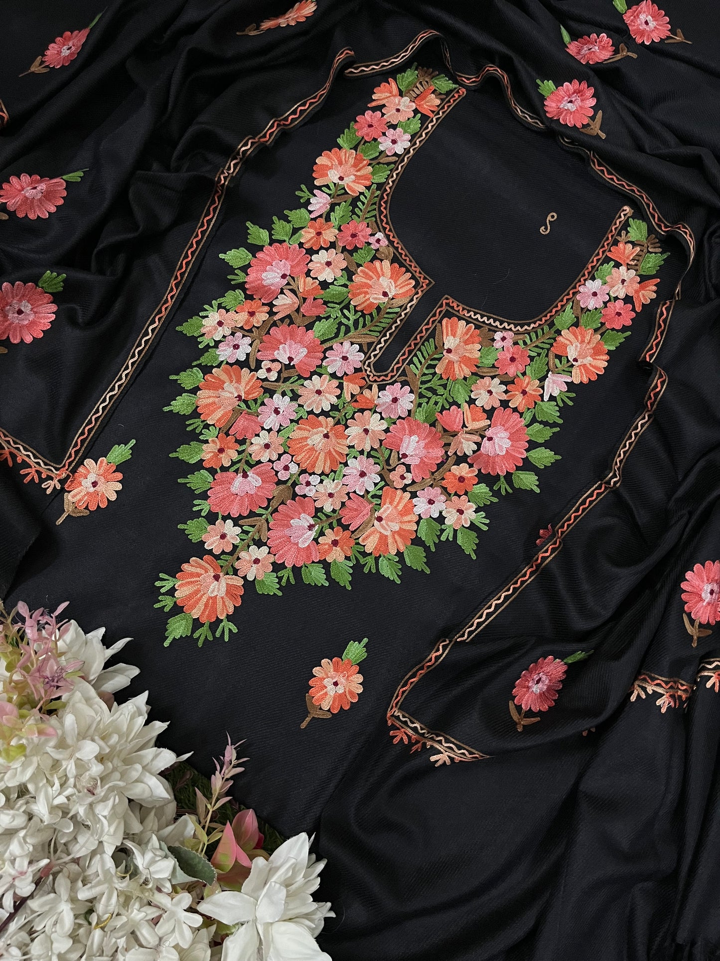 Black Woollen Aari Embroidered 3pc suit