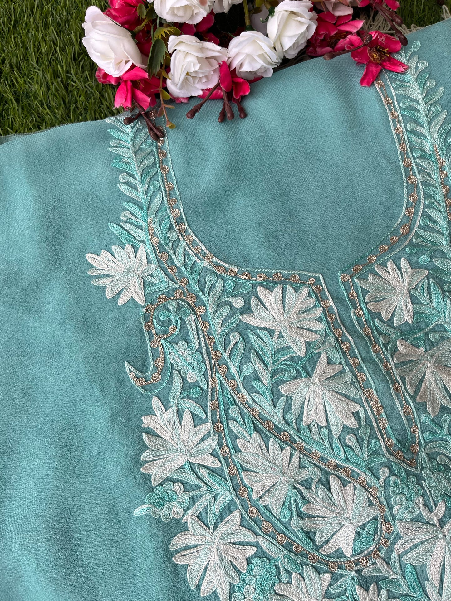 Soft Blue Georgette Unstitched Kurta Material