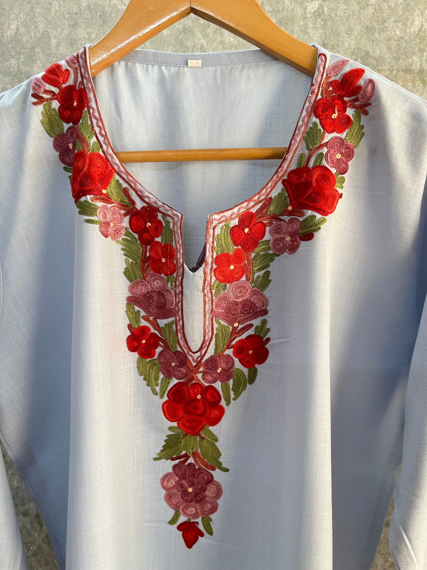Ice Blue Cotton Stitched Co-ord Set (42)