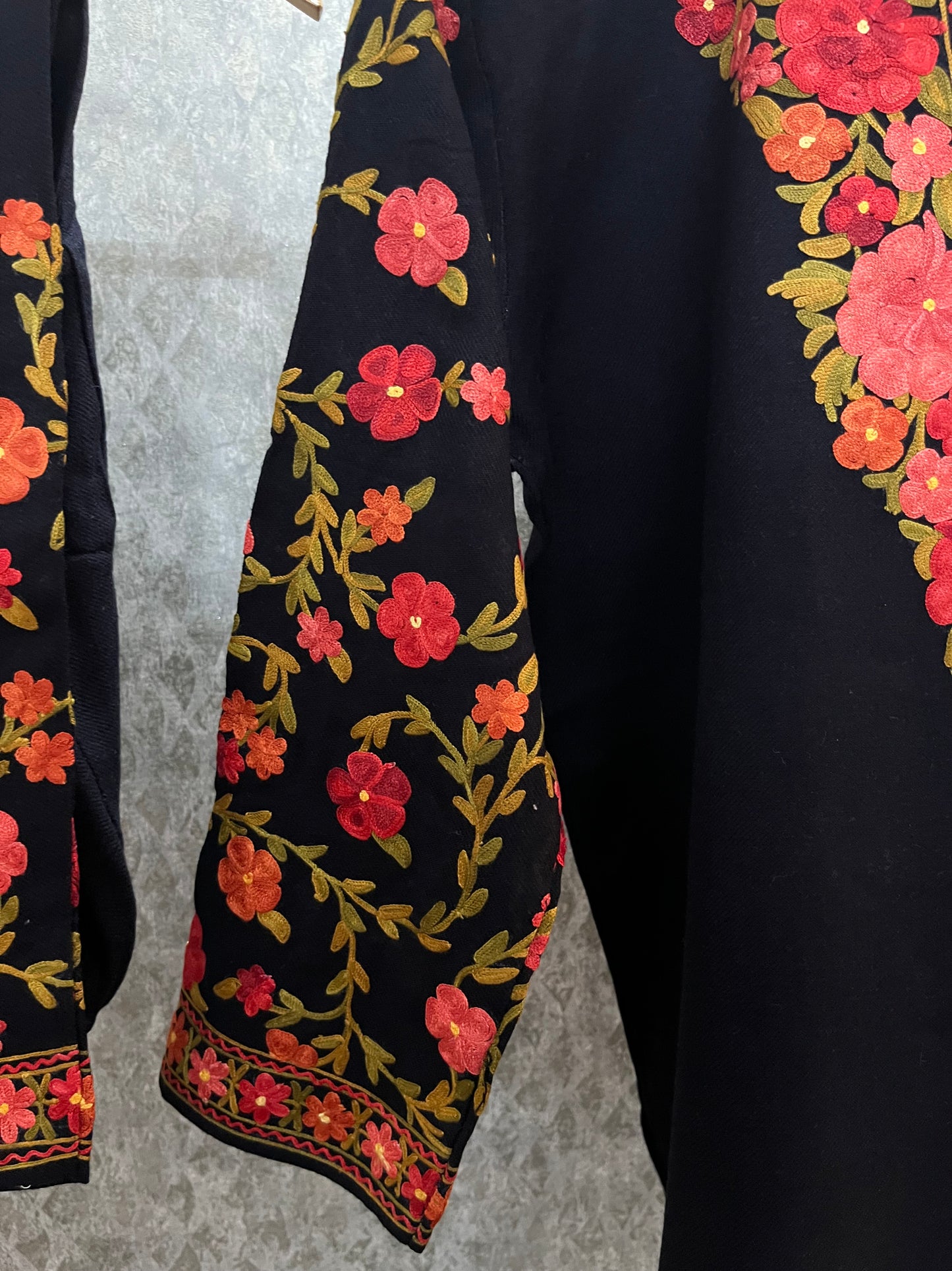 Black Woollen Kashmiri Co-Ord Set ( Size 42 )