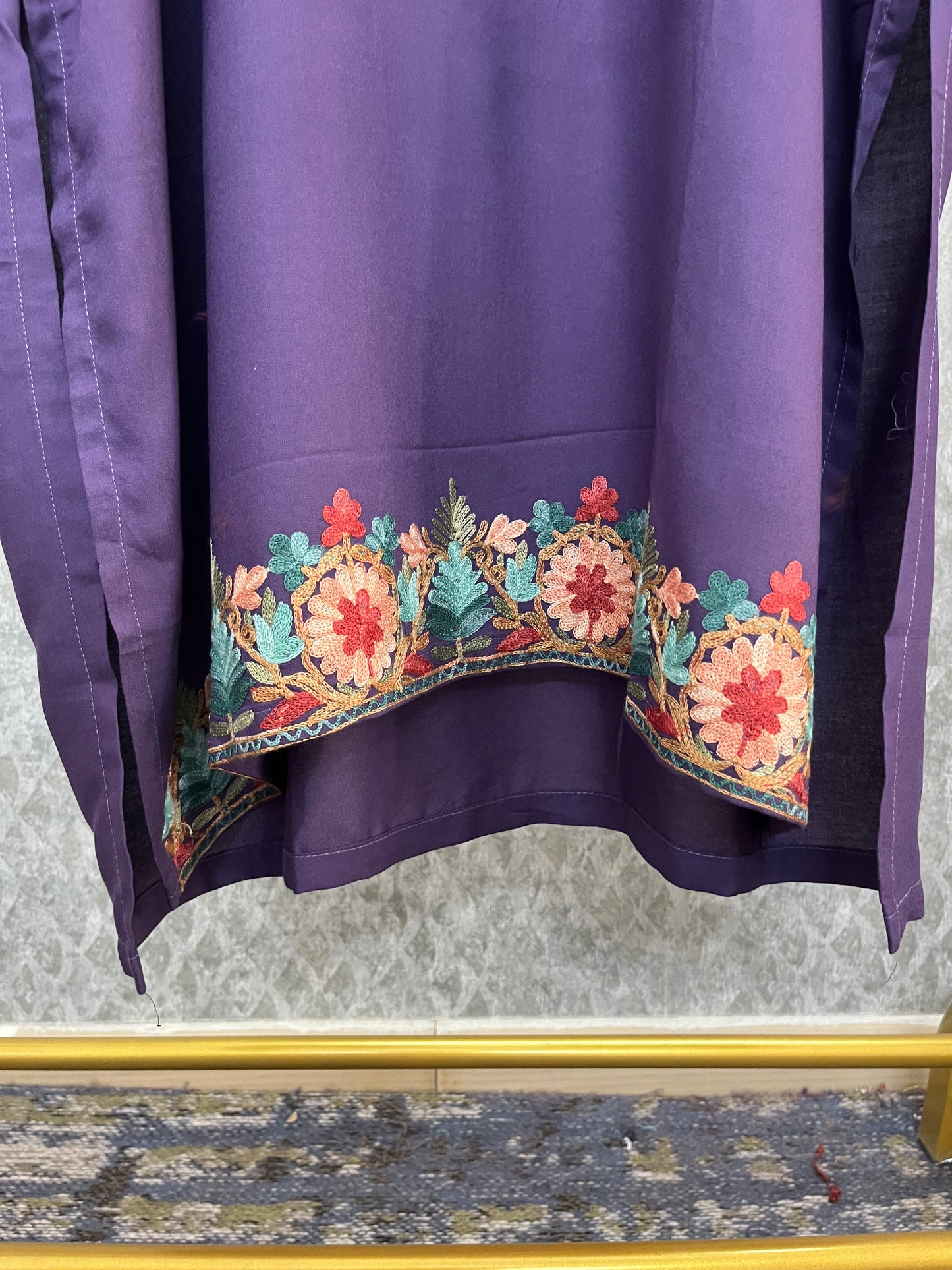 Purple Cotton Stitched Co-ord Set(46)
