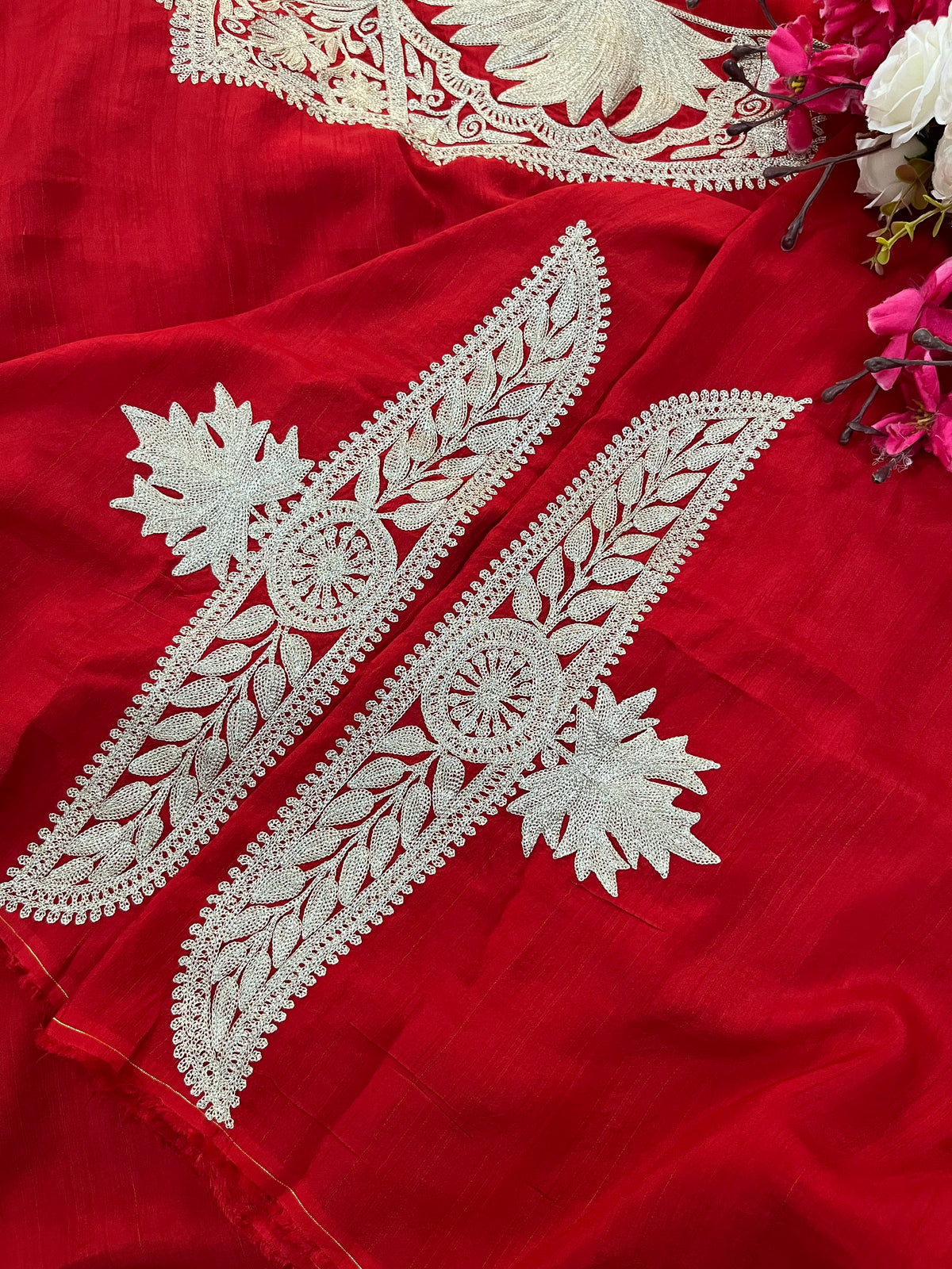 Red Silk Tilla Embroidered Suit