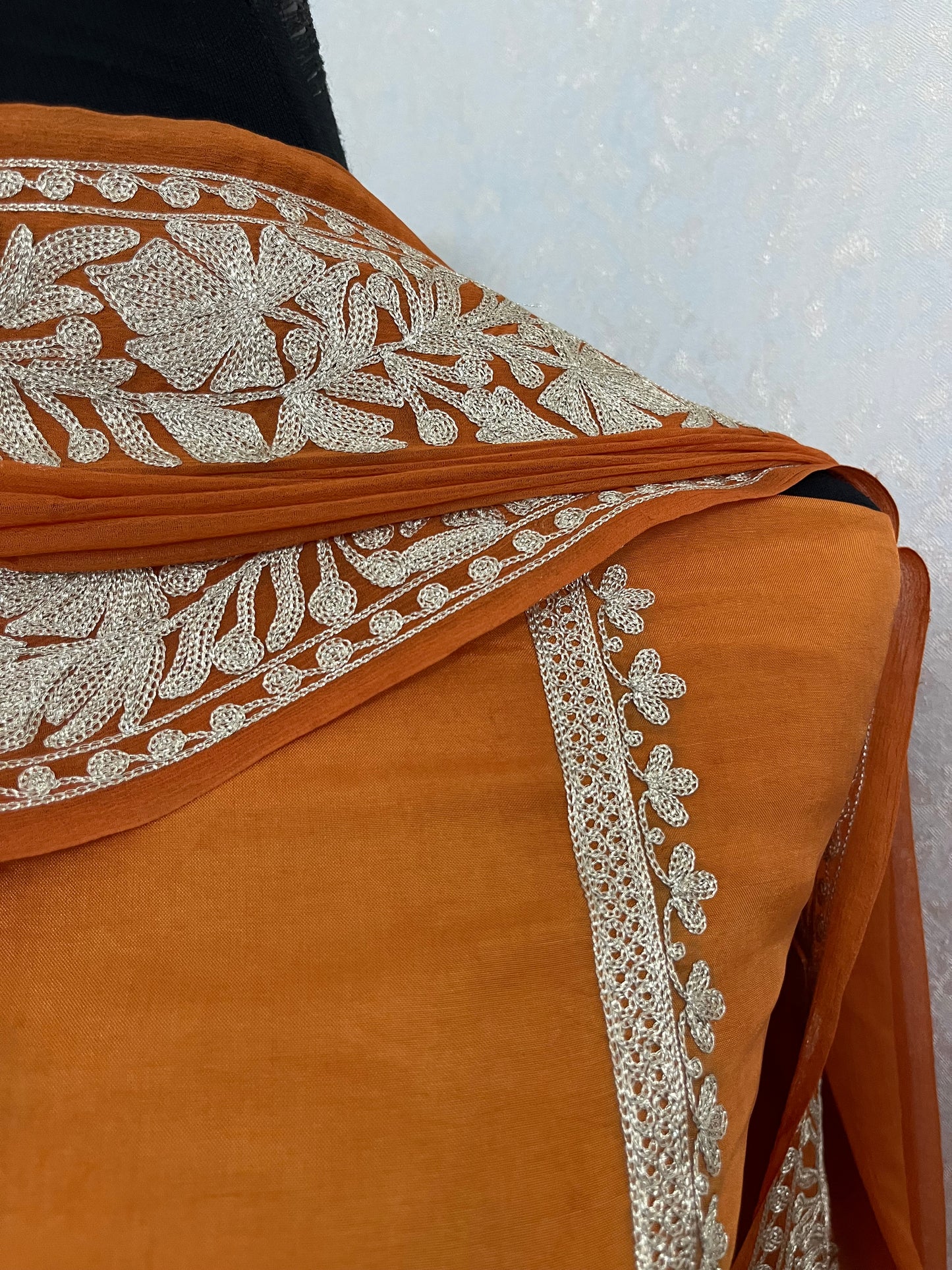 Light Orange Sanam’ Tilla Kashmiri Silk Suit