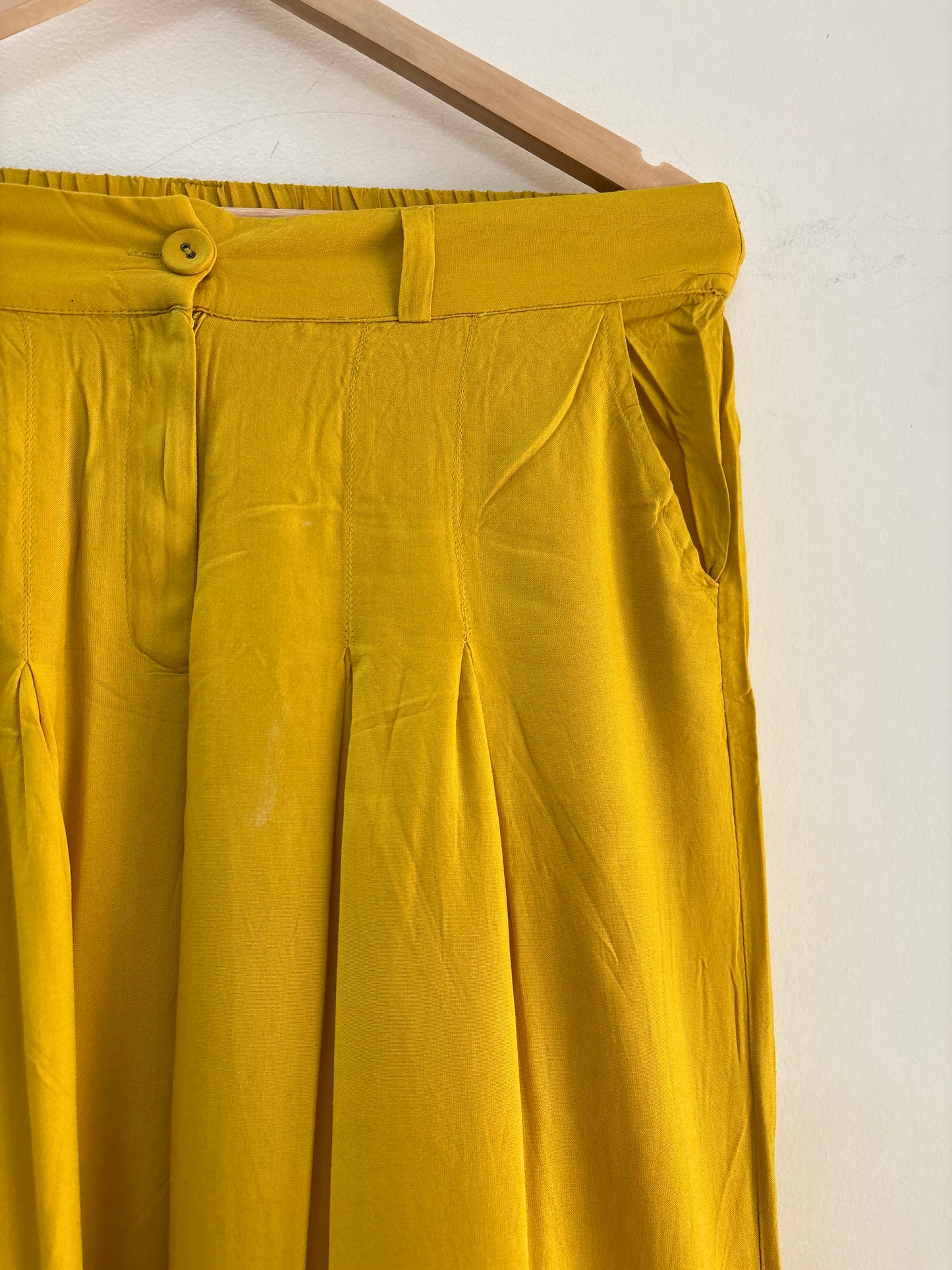 Women Mustard Yellow Aari Embroidered Palazzos