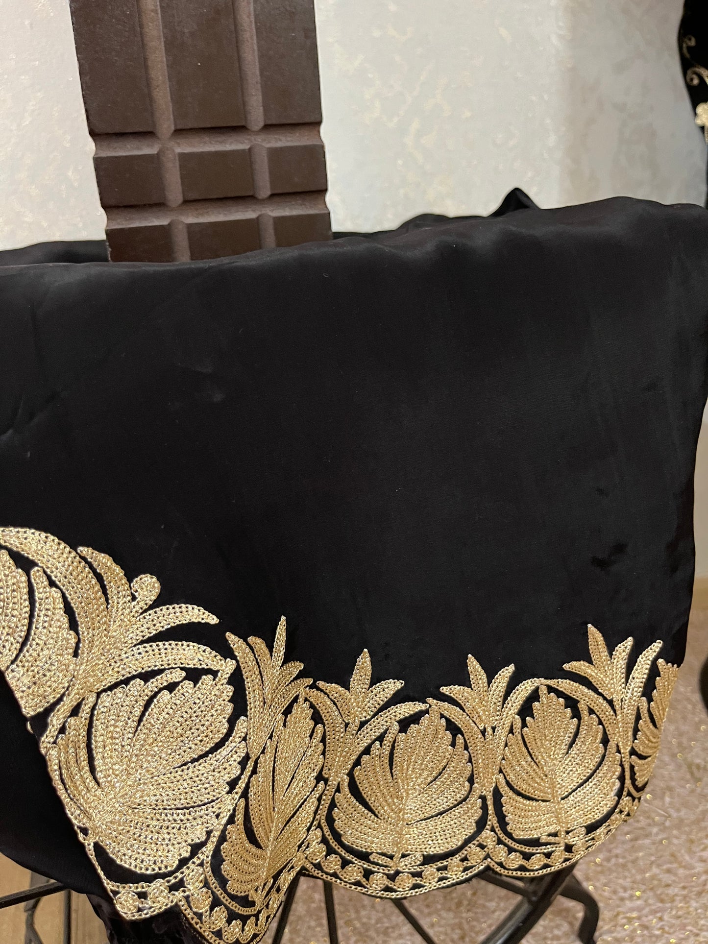 Black Pure Crape Kashmiri Kaftan