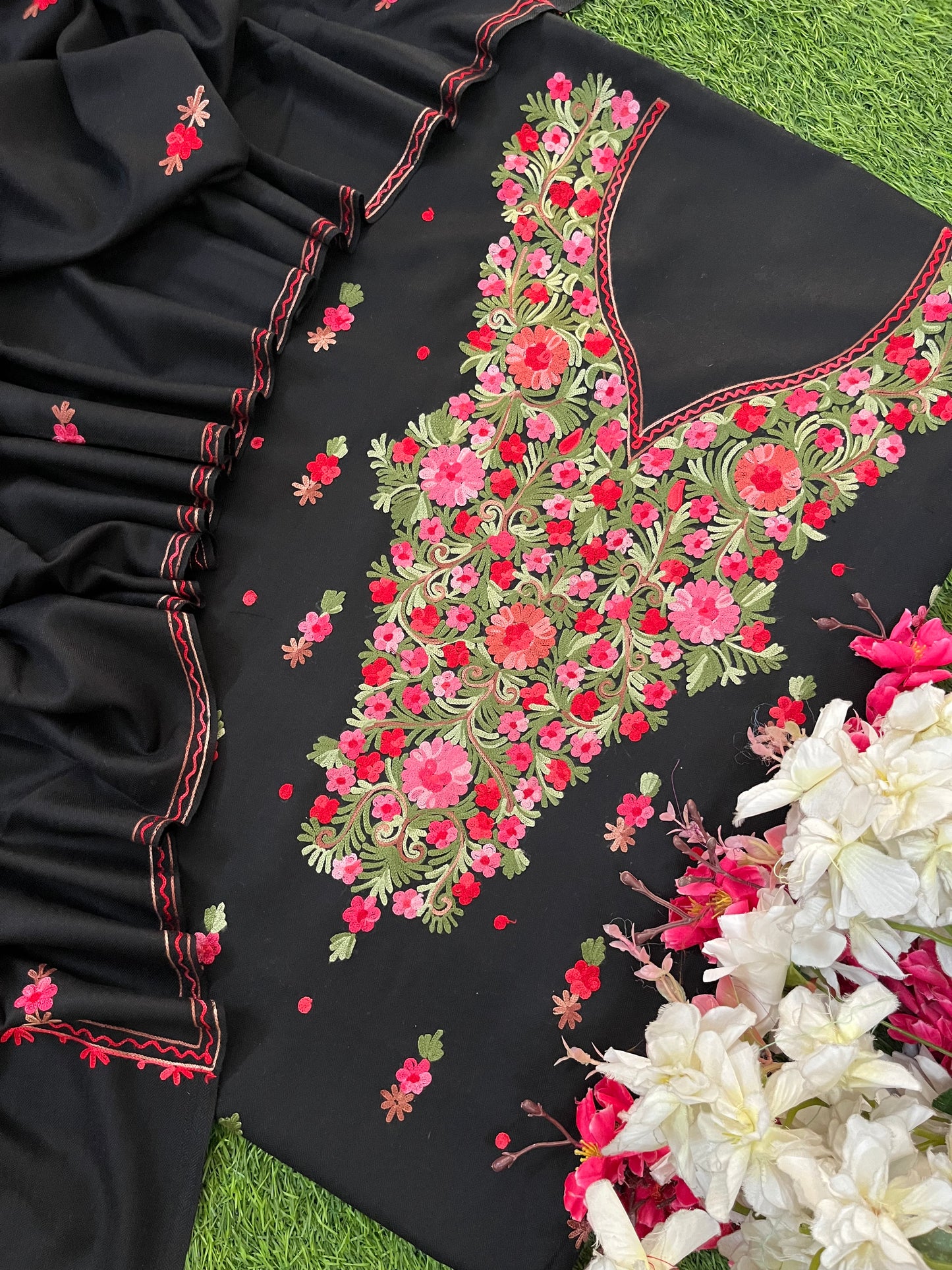 Black Woollen Aari Embroidered 3pc suit