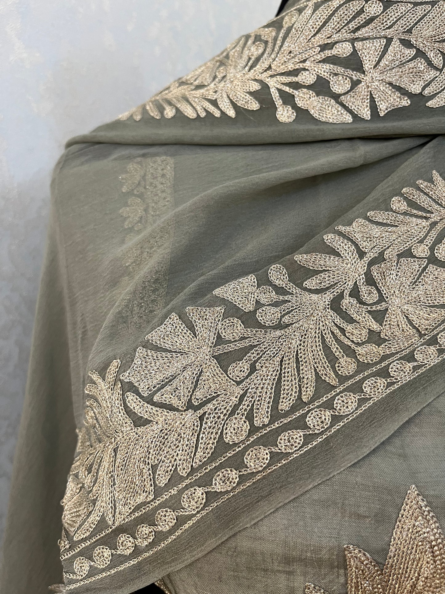 Soft Green Sanam’ Tilla Kashmiri Silk Suit