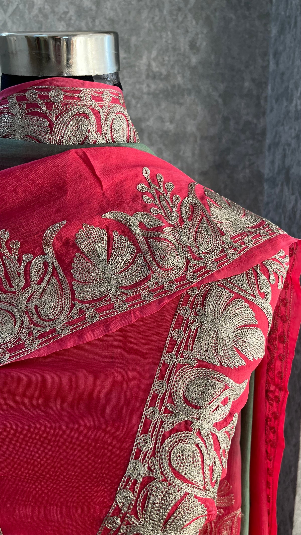 Carrot Pink Sanam Silk Kashmiri Suit