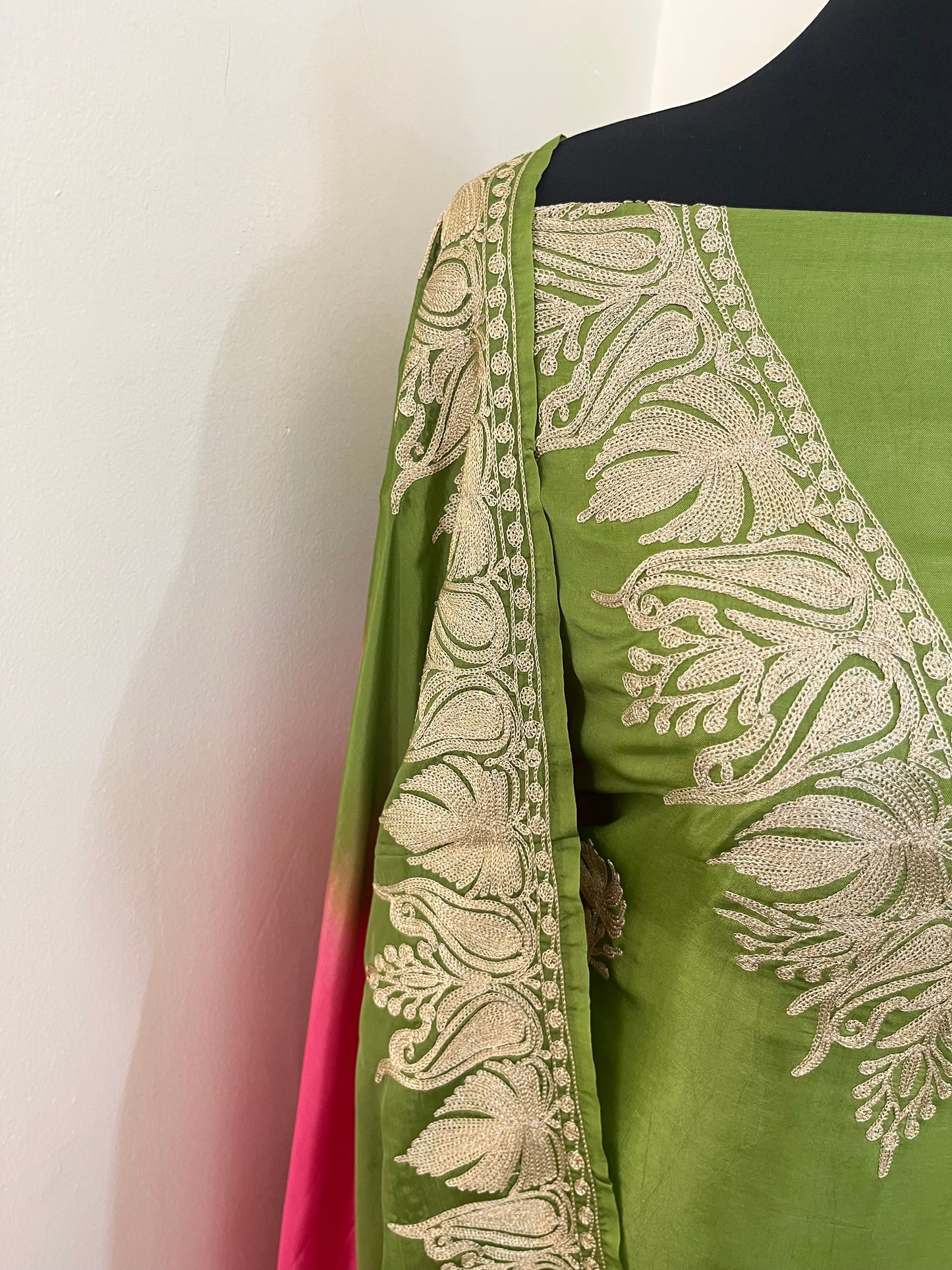 Sanam Henna Green Silk Kashmiri Suit