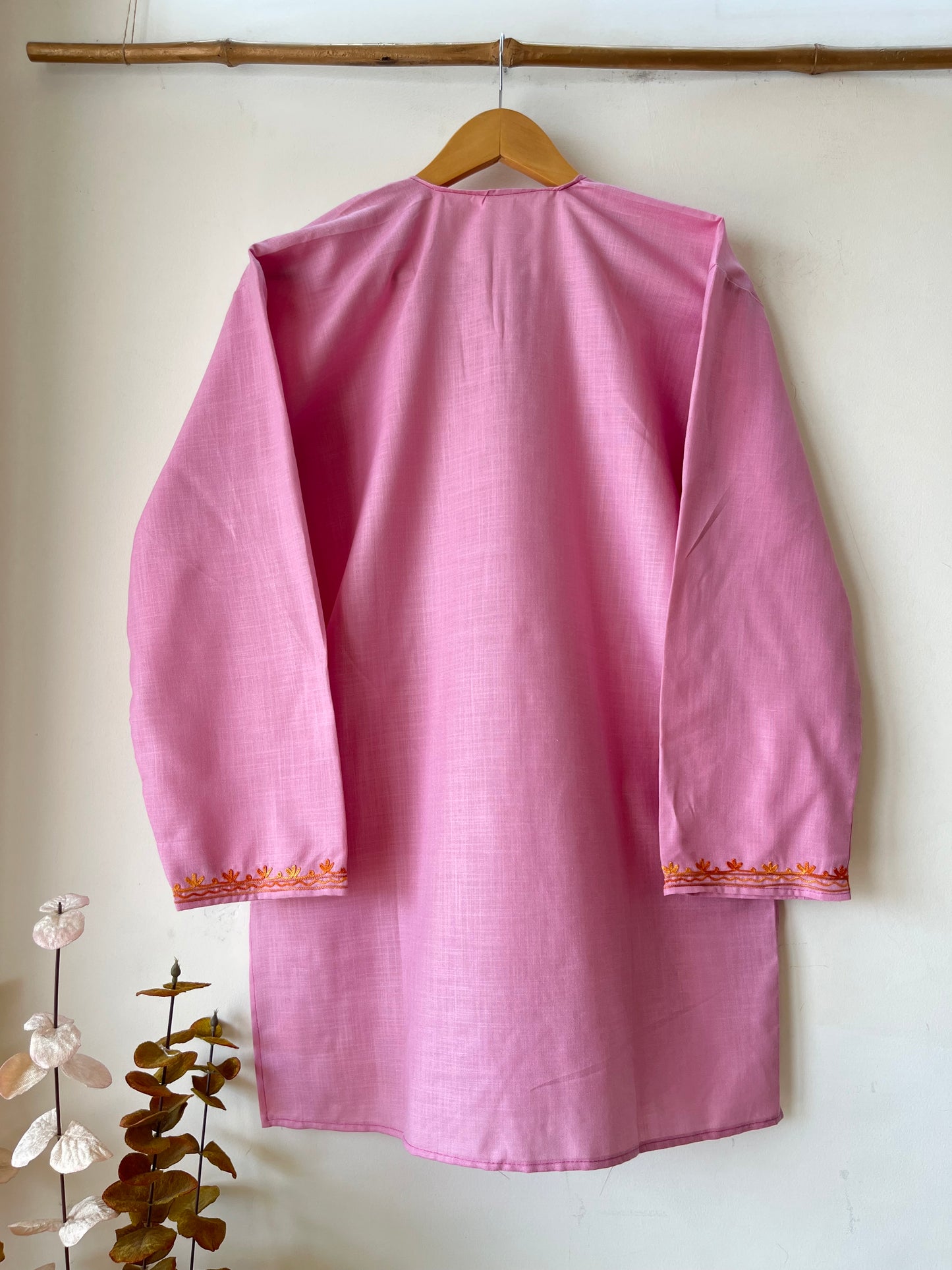 Mauve Cotton Aari Work Kurta