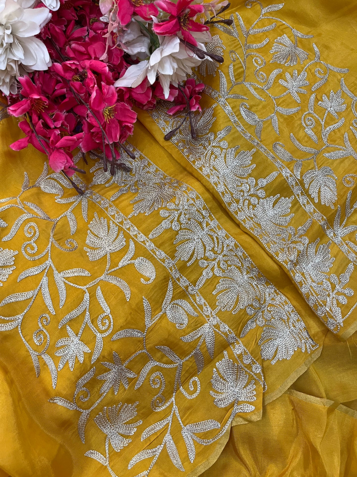 Yellow Sanam’ Tilla Kashmiri Silk Suit