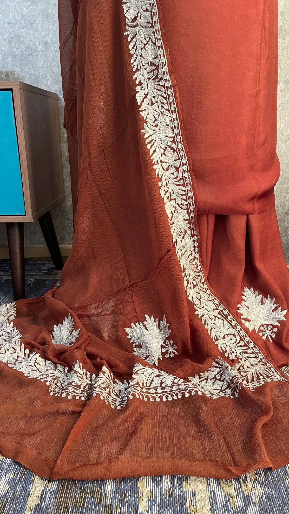 Brown Sanam’ Tilla Kashmiri Silk Suit