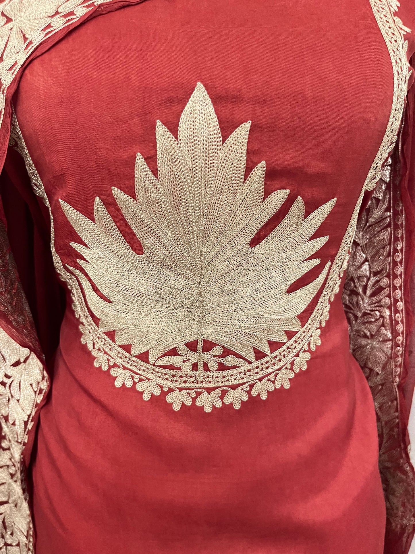 Rust Sanam’ Tilla Kashmiri Silk Suit