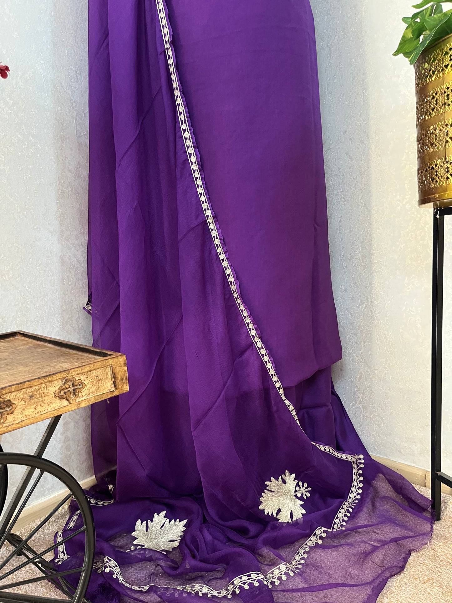 Dark purple Sanam Tilla Embroidered Suit material