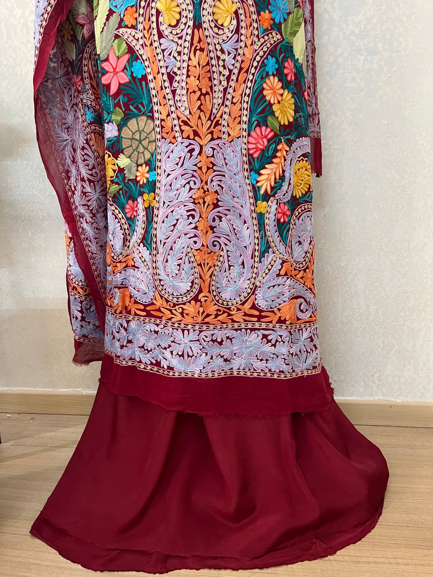 Maroon Premium Georgette Kashmiri Suit