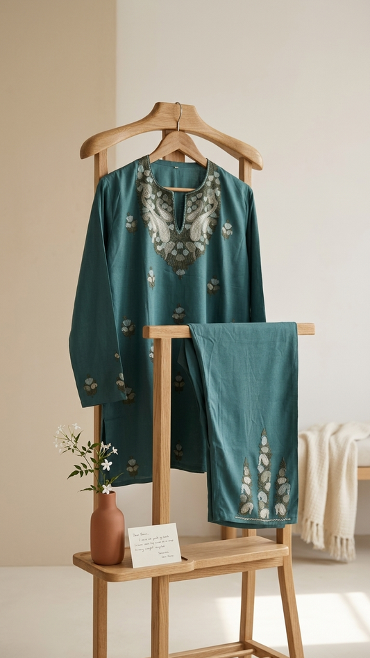 Green Cotton Cord Set  Size(42)