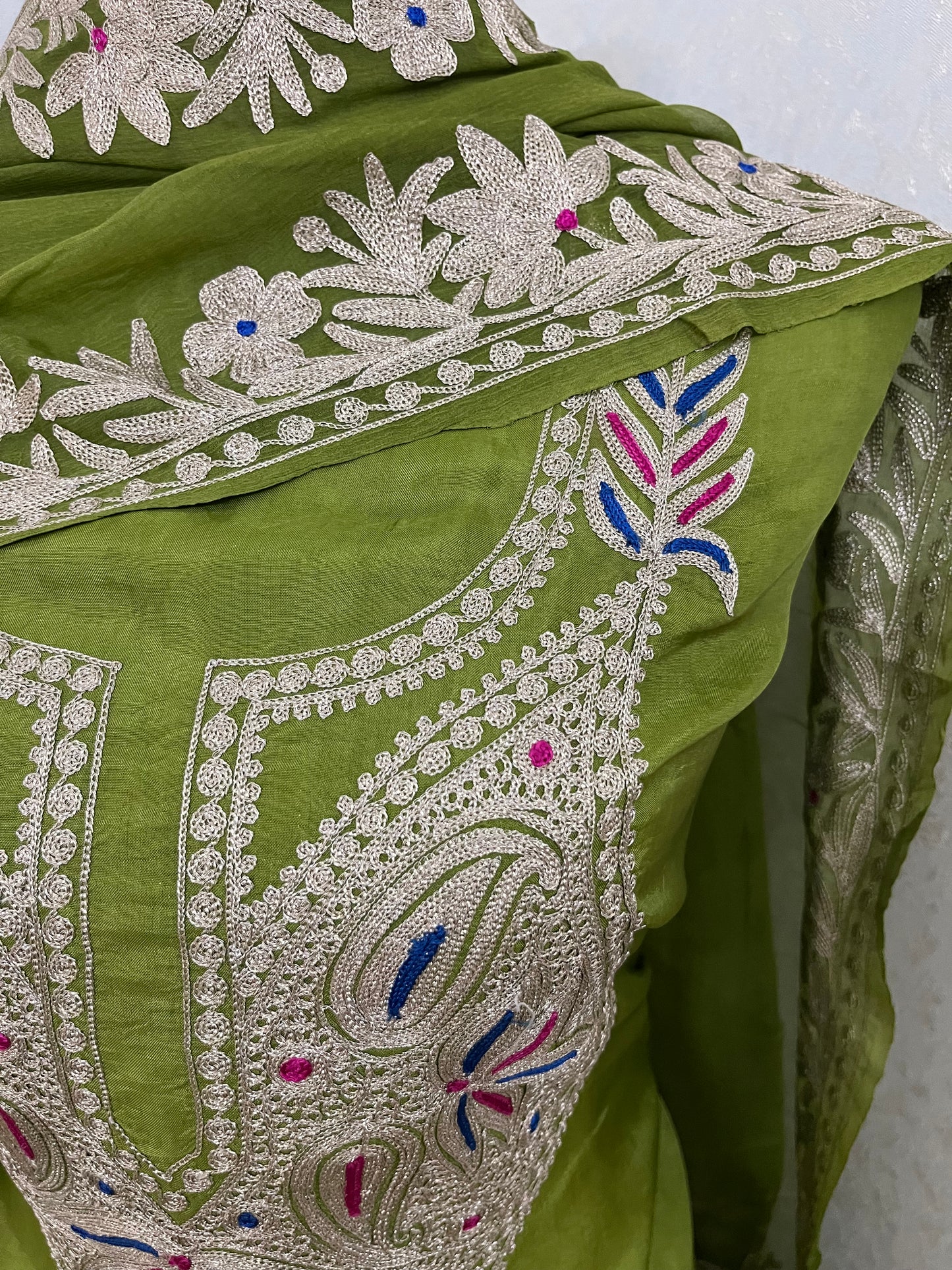 Green Opada Silk Kashmiri Suits