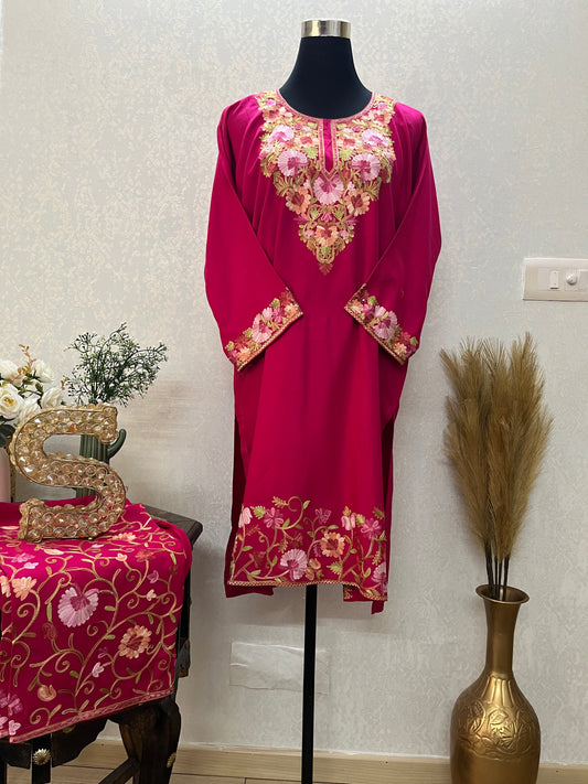 Hot Pink Cotton Stitched Co-ord Set(42)