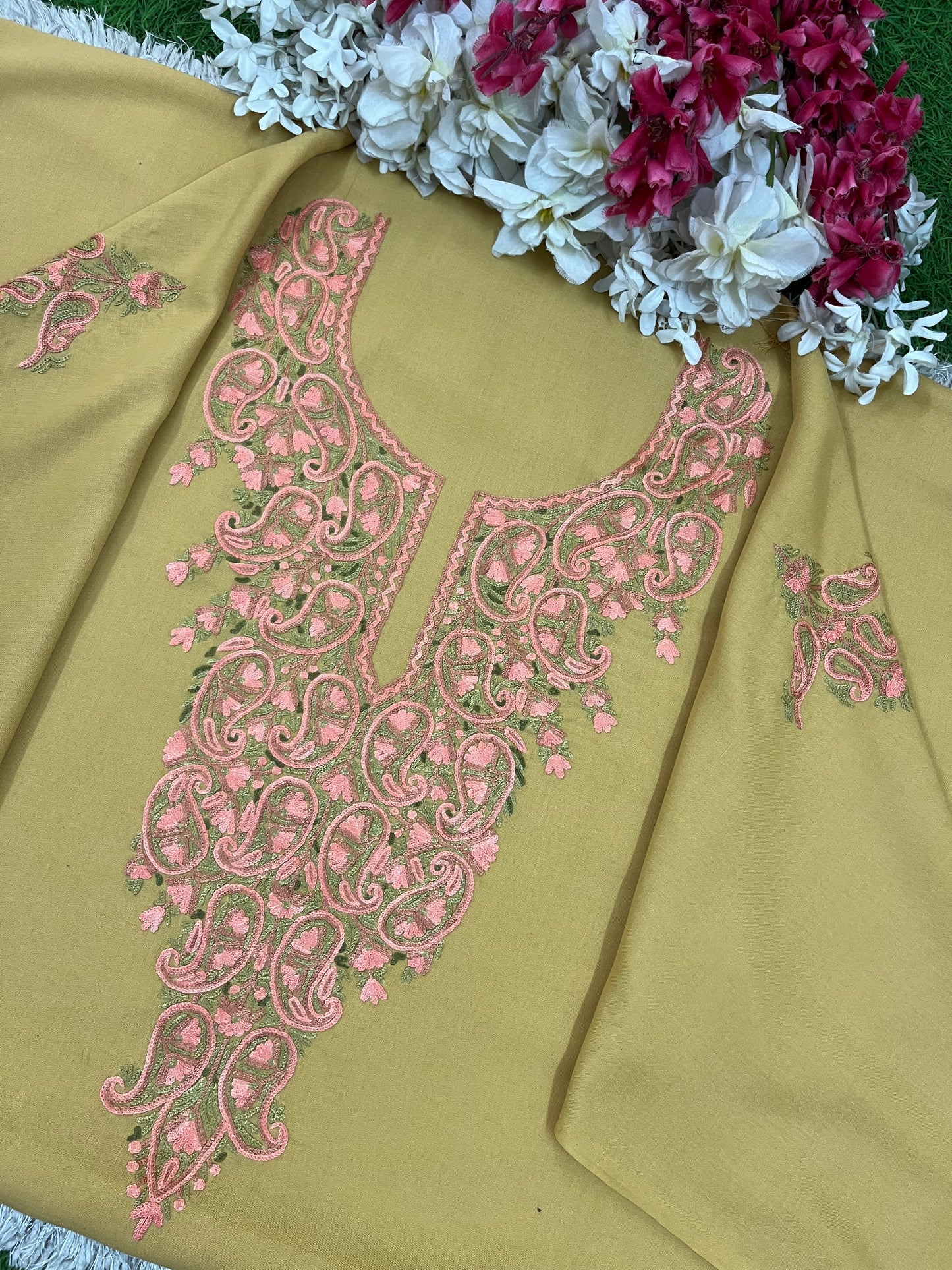 Beige Cotton Cord Set (Hand Embroidered)