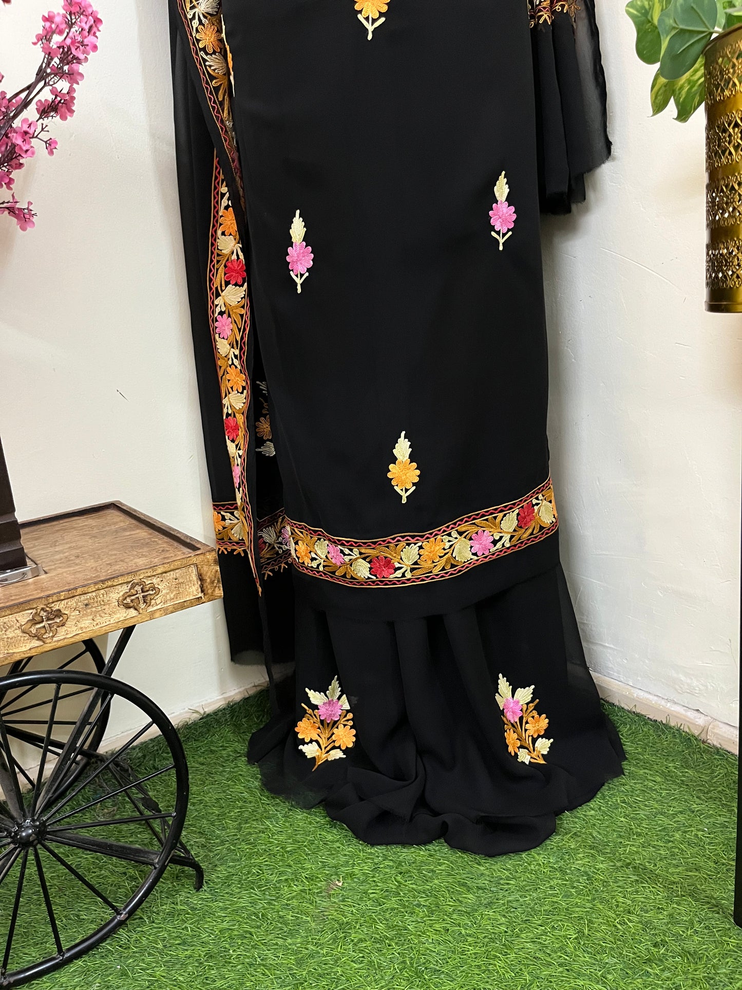 Black Georgette 3 Pc Aari Embroidered Suit Set