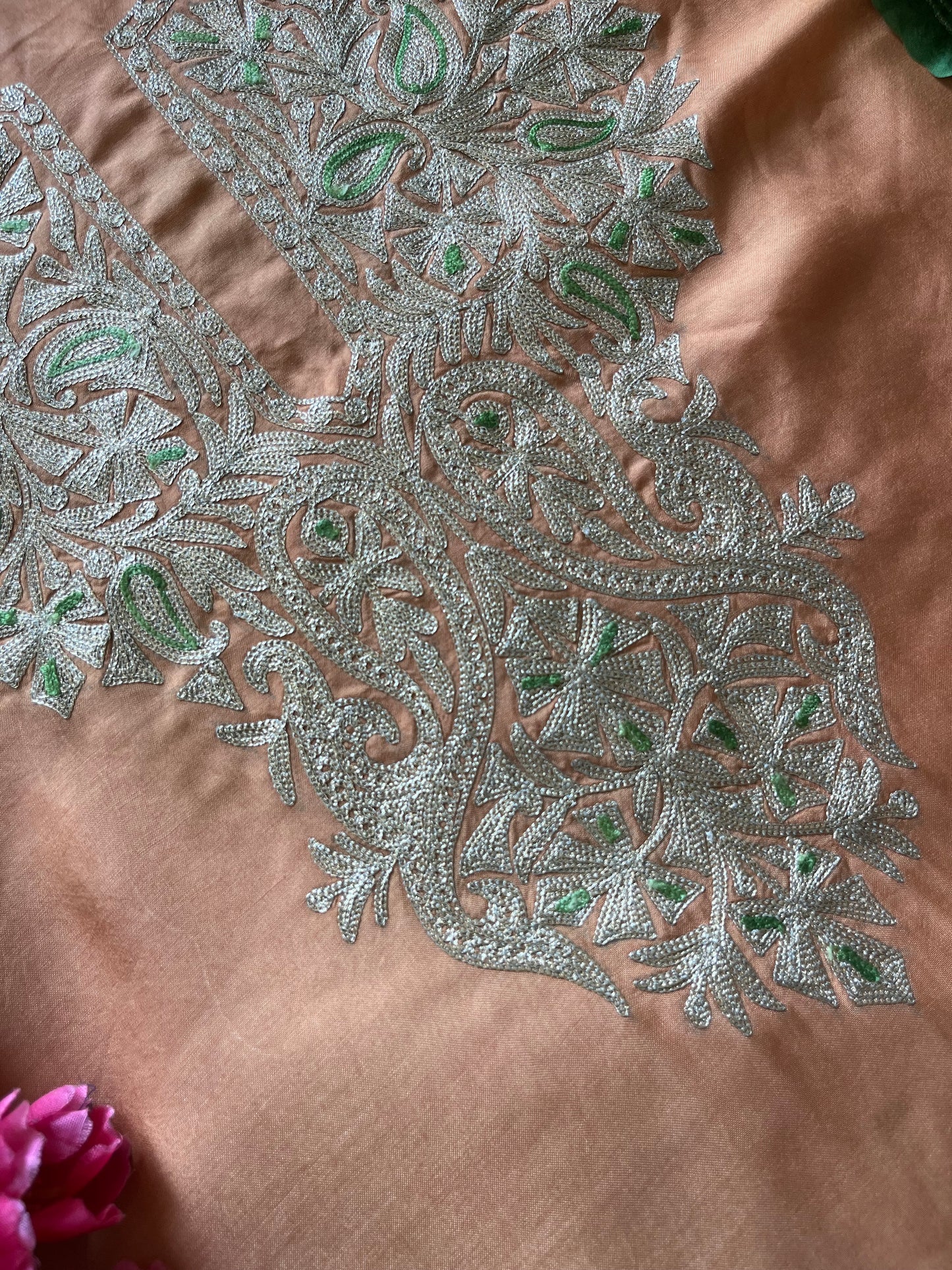 Apricot Silk Tilla Suit